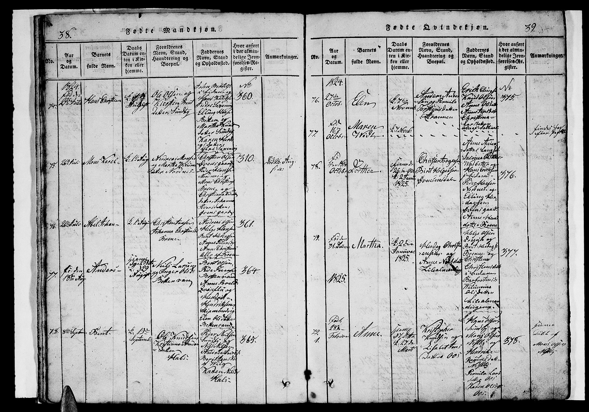 Ministerialprotokoller, klokkerbøker og fødselsregistre - Nordland, AV/SAT-A-1459/847/L0676: Klokkerbok nr. 847C04, 1821-1853, s. 38-39