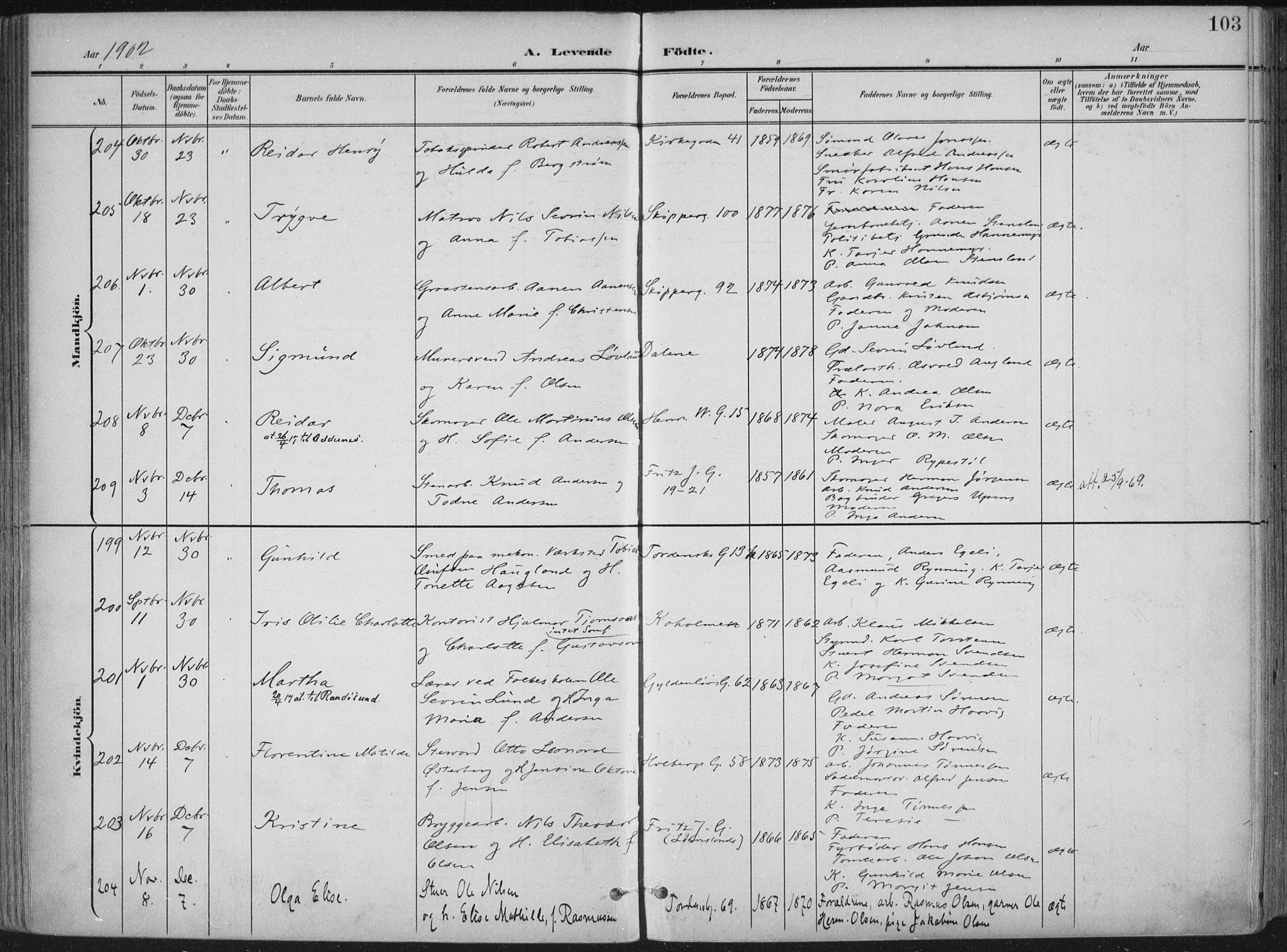 Kristiansand domprosti, AV/SAK-1112-0006/F/Fa/L0021: Ministerialbok nr. A 20, 1898-1908, s. 103