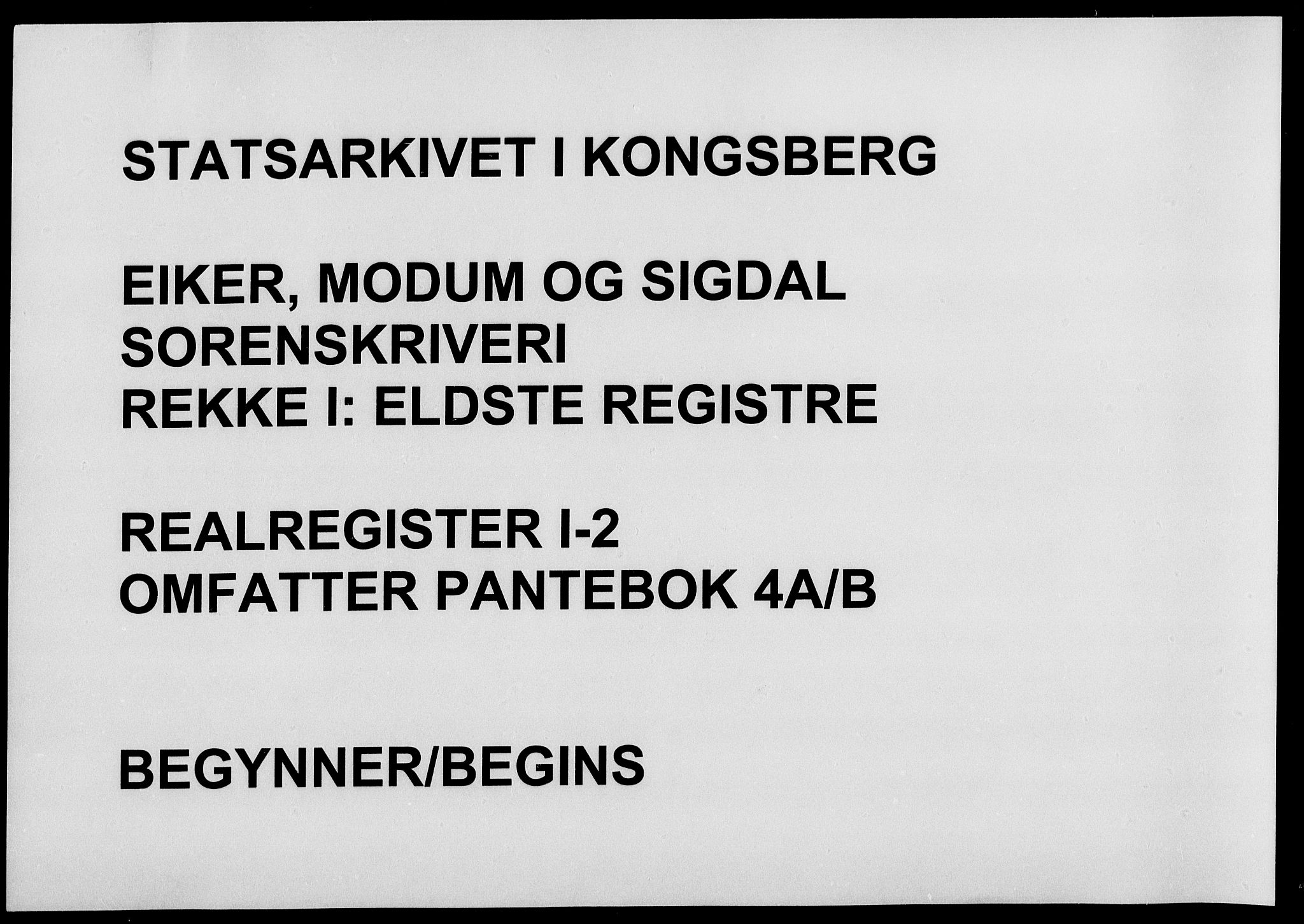 Eiker, Modum og Sigdal sorenskriveri, SAKO/A-123/G/Gb/Gba/L0002: Panteregister nr. I 2