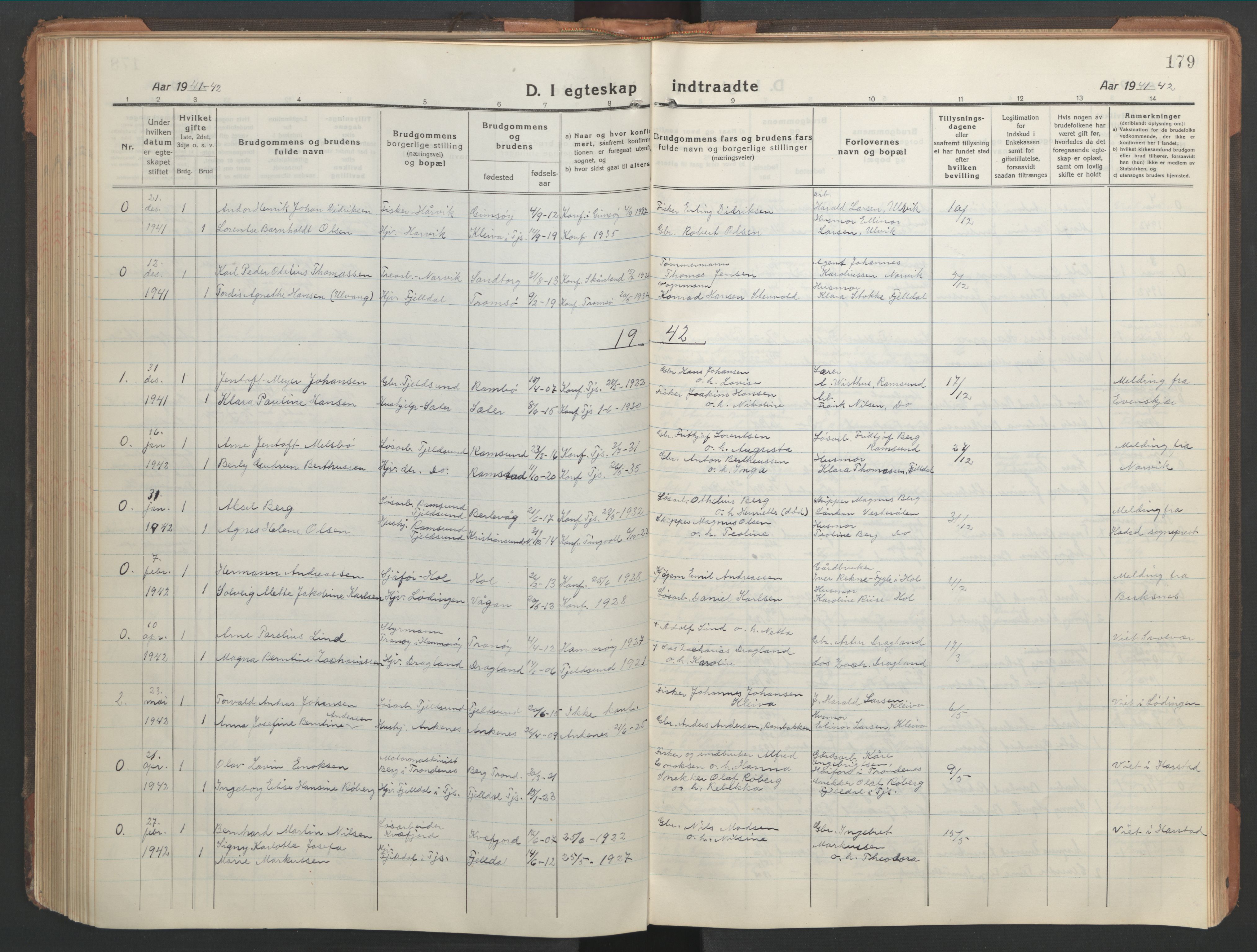 Ministerialprotokoller, klokkerbøker og fødselsregistre - Nordland, AV/SAT-A-1459/865/L0933: Klokkerbok nr. 865C05, 1917-1947, s. 179