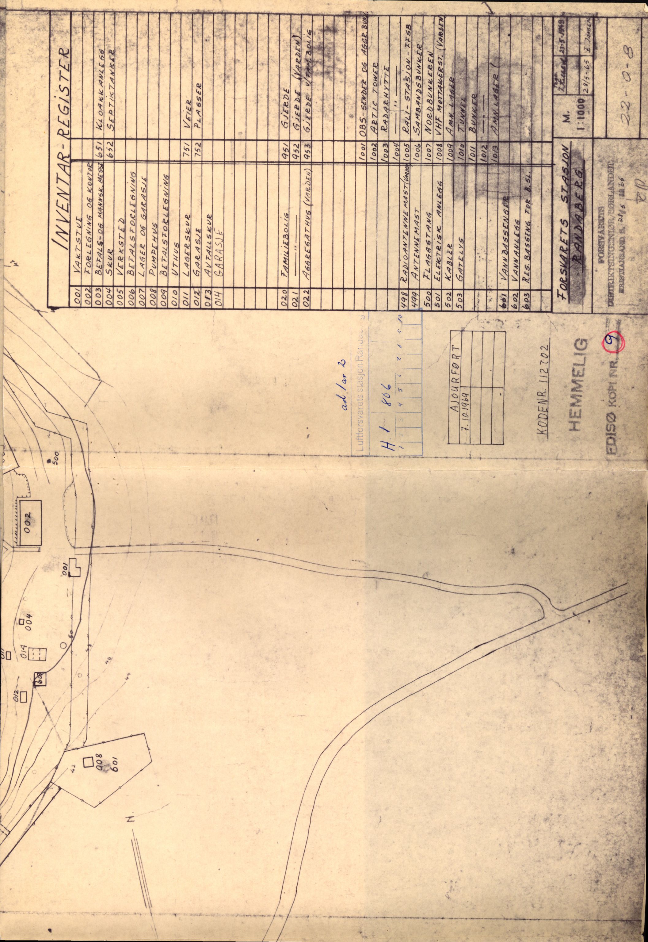 Forsvaret, Luftforsvarets stasjon Randaberg, RA/RAFA-2928/D/Da/L0013/0002: -- / kl 806 Bygg og anlegg (gradert), 1954-1976