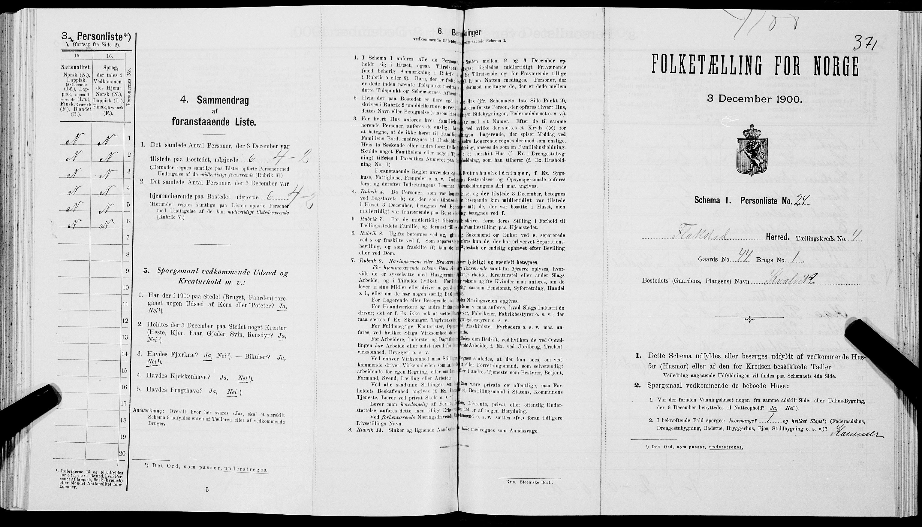 SAT, Folketelling 1900 for 1859 Flakstad herred, 1900, s. 391