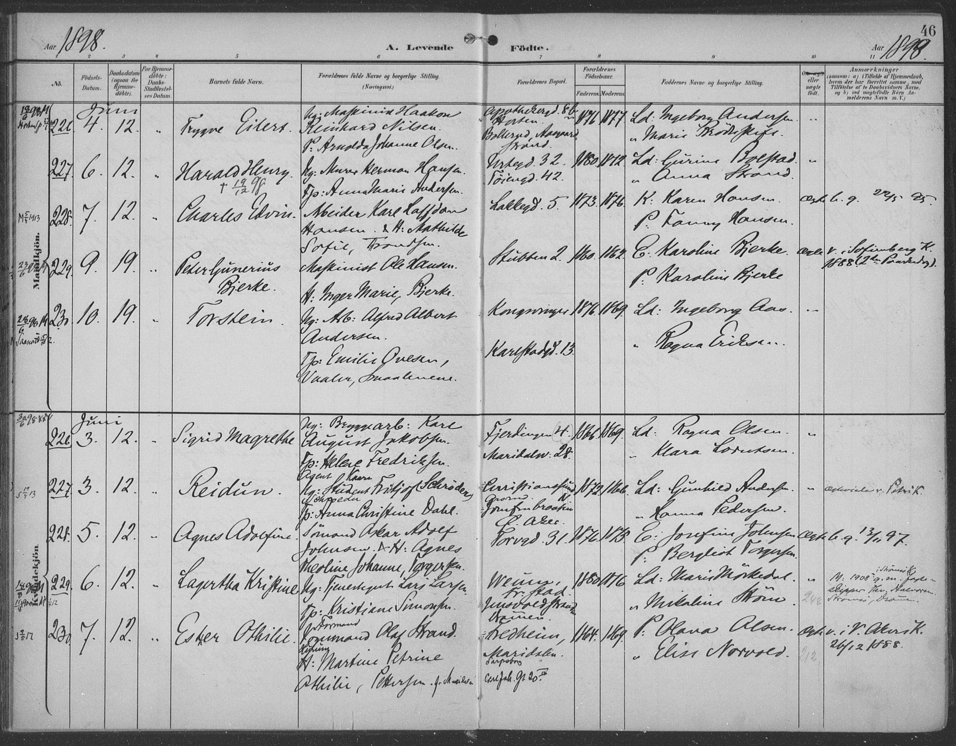 Rikshospitalet prestekontor Kirkebøker, AV/SAO-A-10309b/F/L0011: Ministerialbok nr. 11, 1898-1900, s. 46