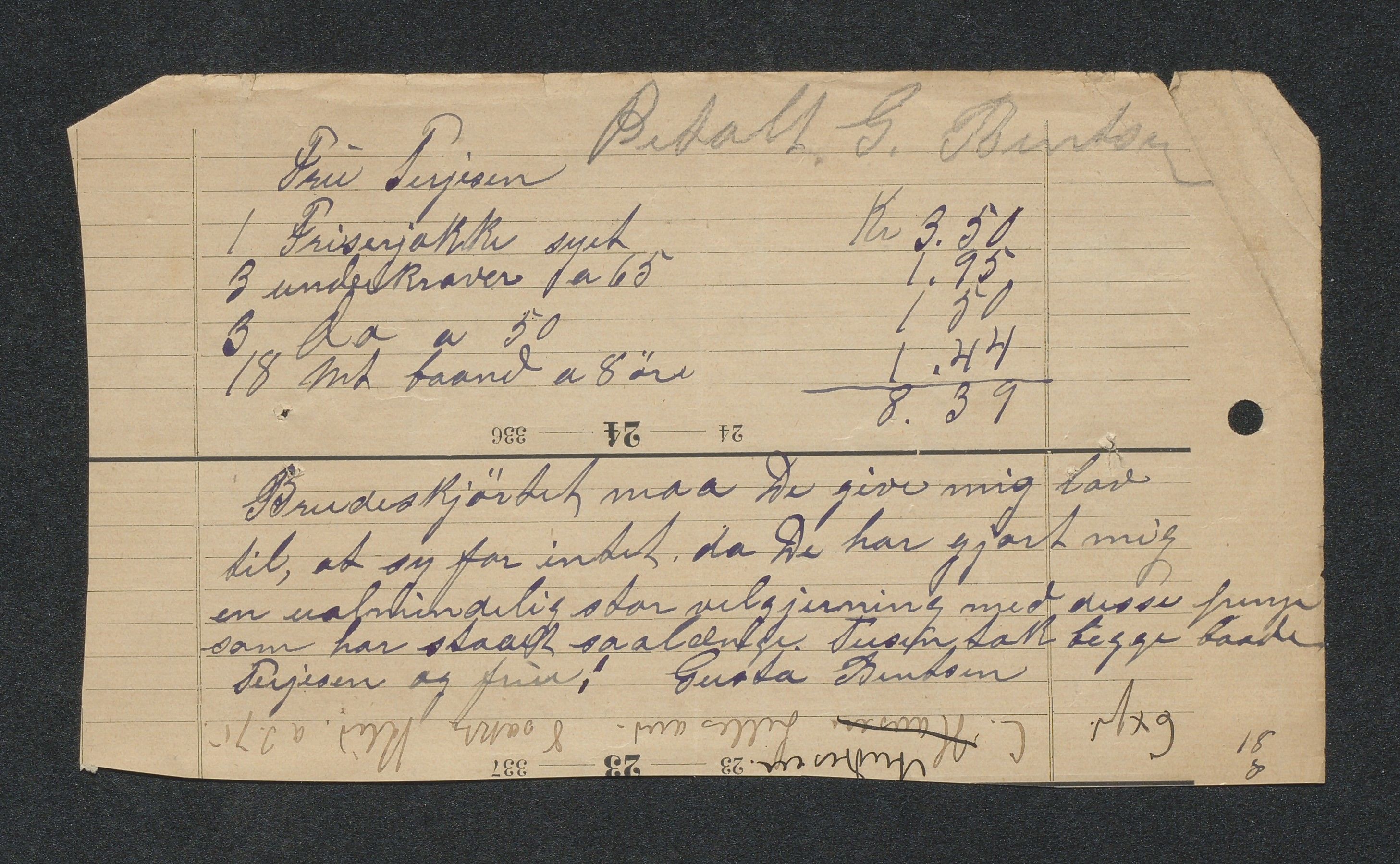 O. Terjesens rederi, AAKS/PA-2525/R/R02/L0002: Regnskapsbilag, 1899-1904