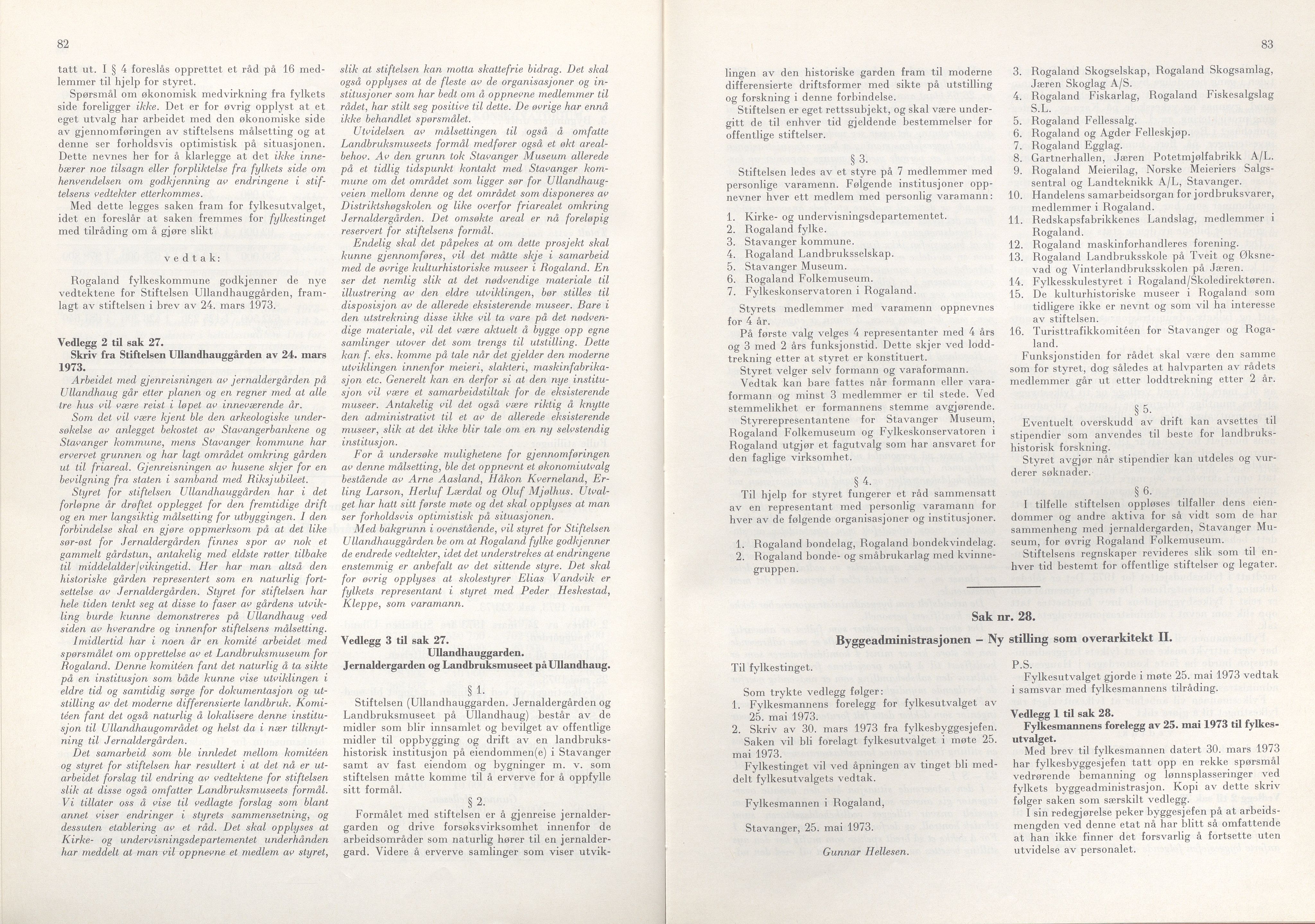 Rogaland fylkeskommune - Fylkesrådmannen , IKAR/A-900/A/Aa/Aaa/L0093: Møtebok , 1973, s. 82-83