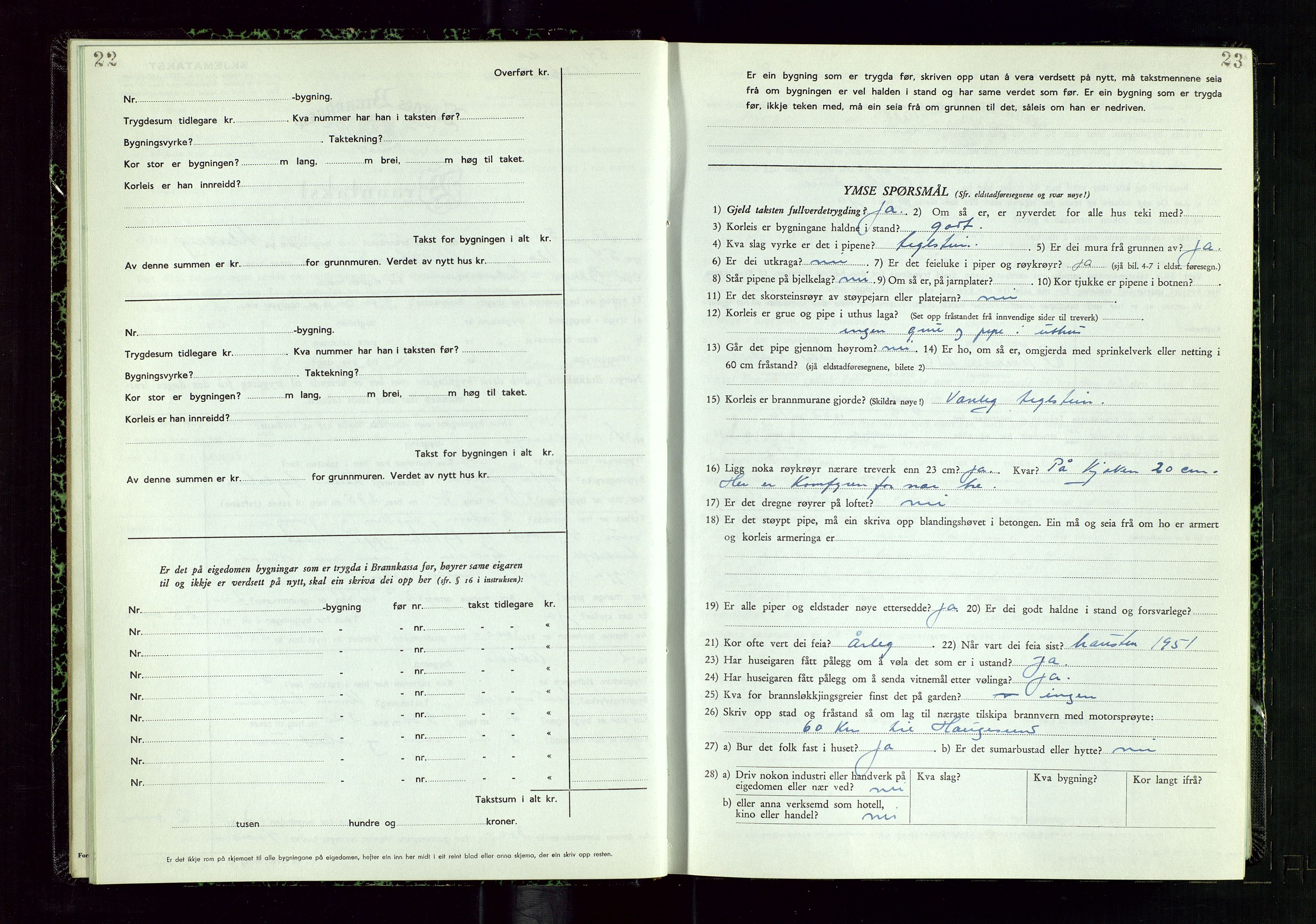 Nedstrand lensmannskontor, AV/SAST-A-100236/Gob/L0003: "Branntakstprotokoll", 1950-1954, s. 22-23