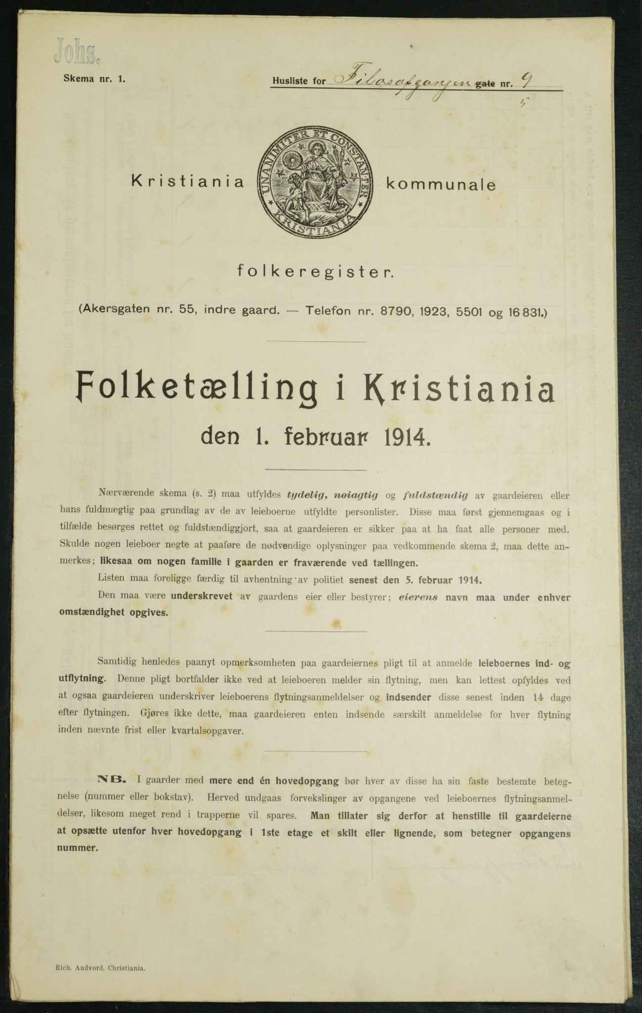 OBA, Kommunal folketelling 1.2.1914 for Kristiania, 1914, s. 24407