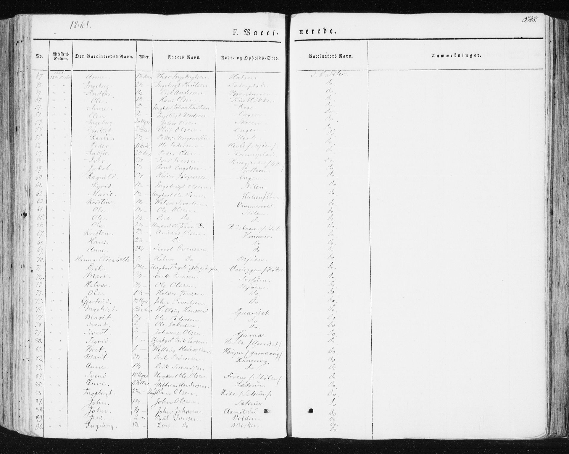 Ministerialprotokoller, klokkerbøker og fødselsregistre - Sør-Trøndelag, SAT/A-1456/678/L0899: Ministerialbok nr. 678A08, 1848-1872, s. 548