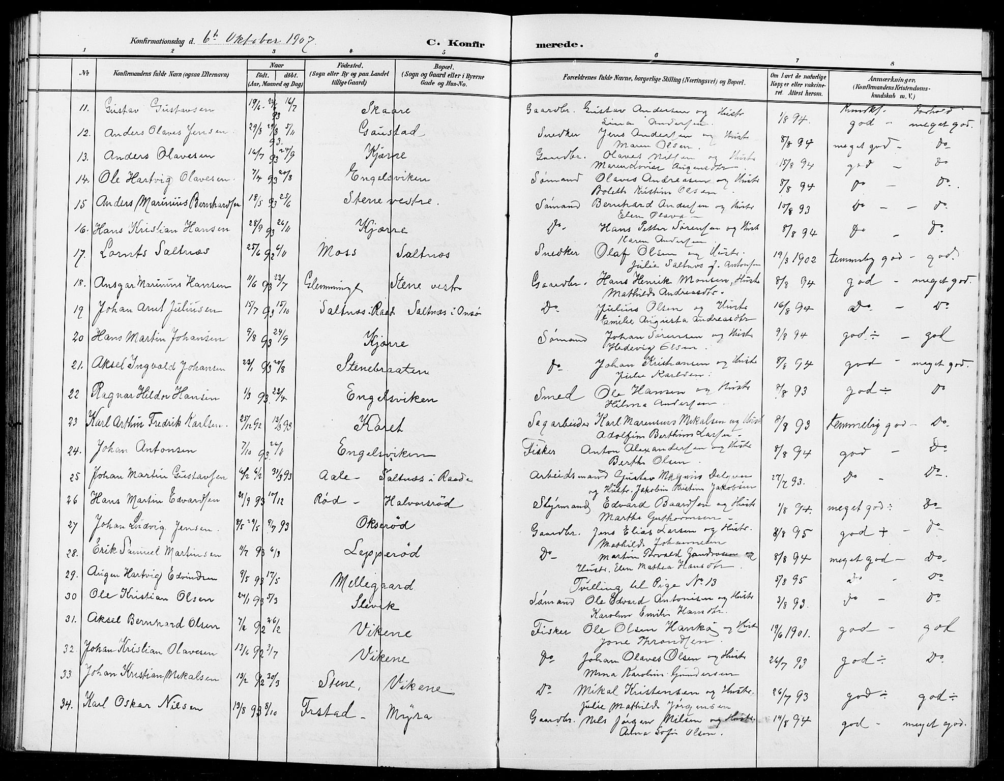 Onsøy prestekontor Kirkebøker, AV/SAO-A-10914/G/Ga/L0002: Klokkerbok nr. I 2, 1903-1909