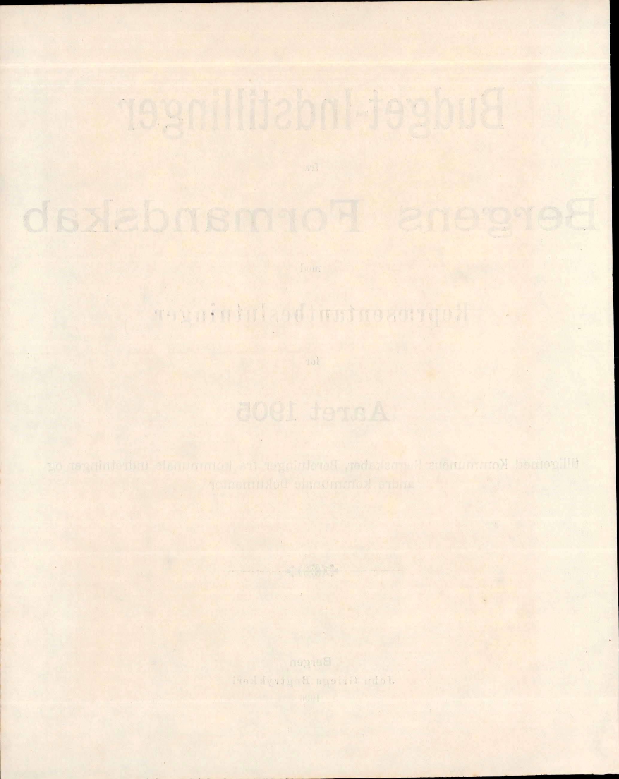 Bergen kommune. Formannskapet, BBA/A-0003/Ad/L0073: Bergens Kommuneforhandlinger, bind II, 1905