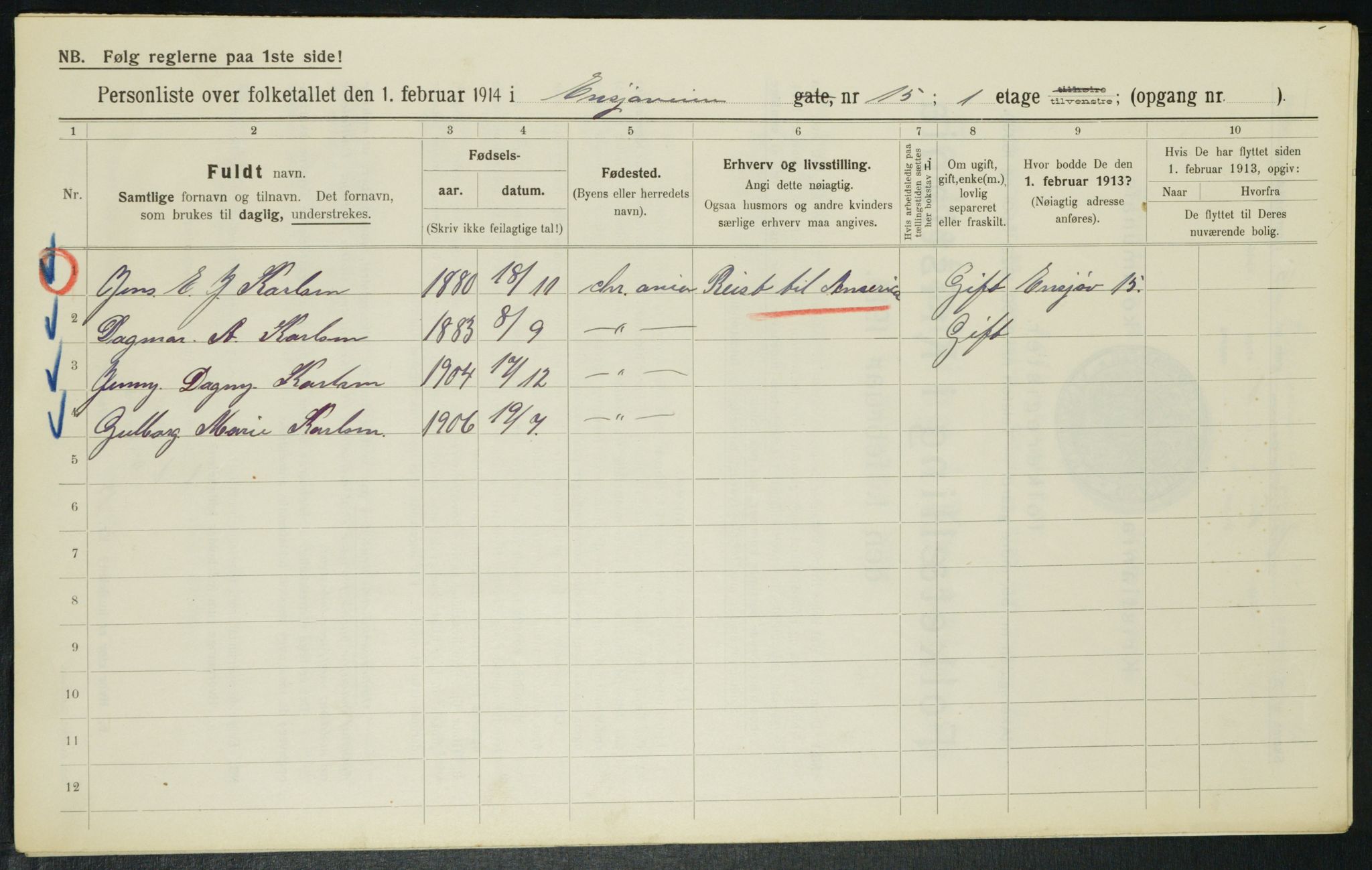 OBA, Kommunal folketelling 1.2.1914 for Kristiania, 1914, s. 22115