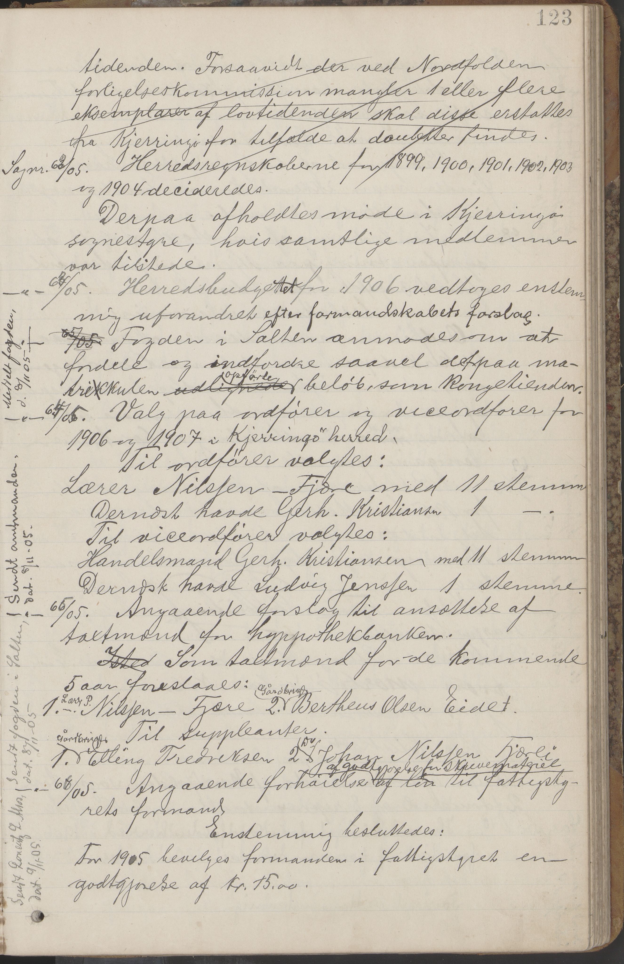 Kjerringøy kommune. Formannskapet, AIN/K-18441.150/A/Aa/L0002: Forhandlingsprotokoll Norfolden- Kjerringø formanskap, 1900-1911