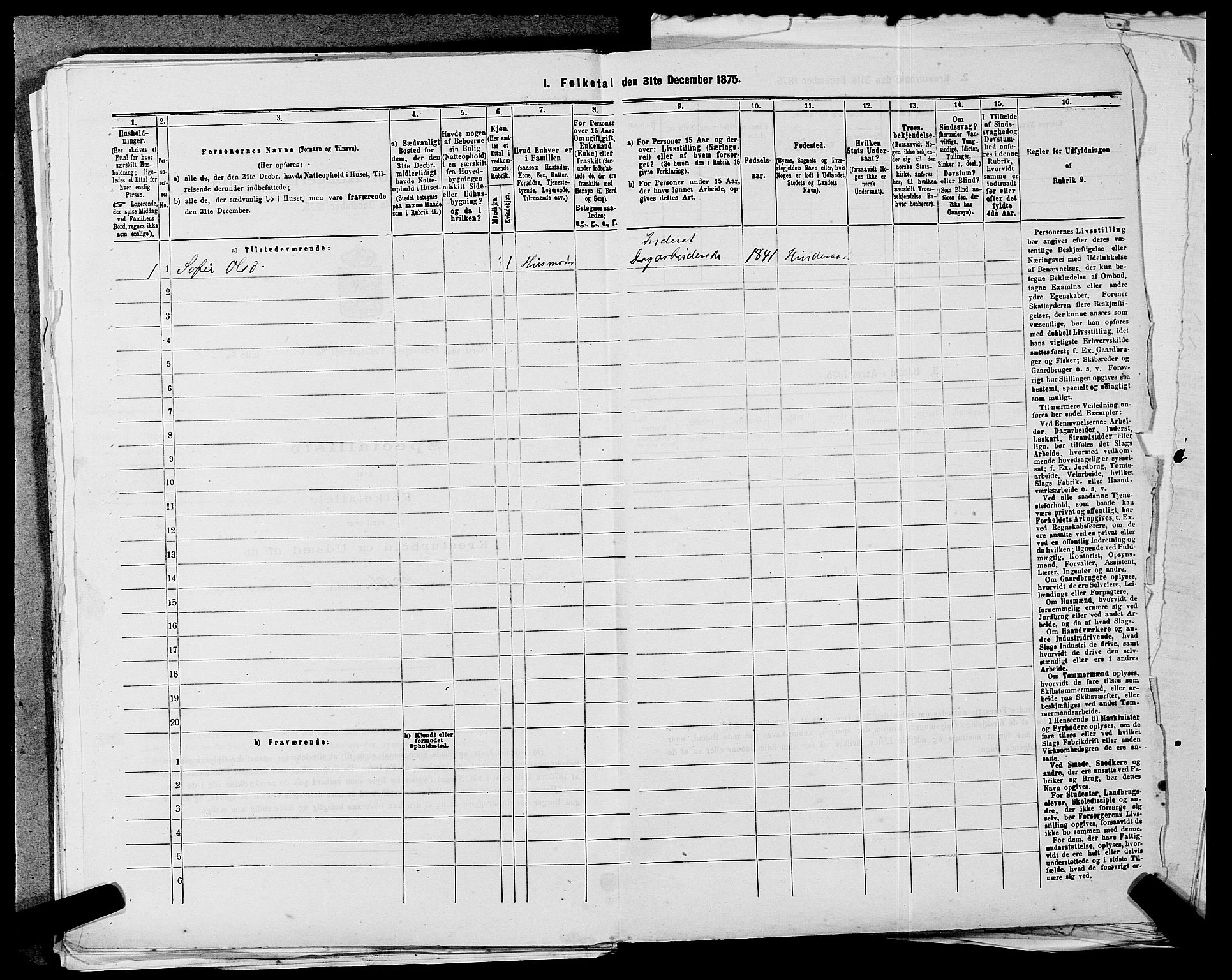 SAST, Folketelling 1875 for 1139P Nedstrand prestegjeld, 1875, s. 439