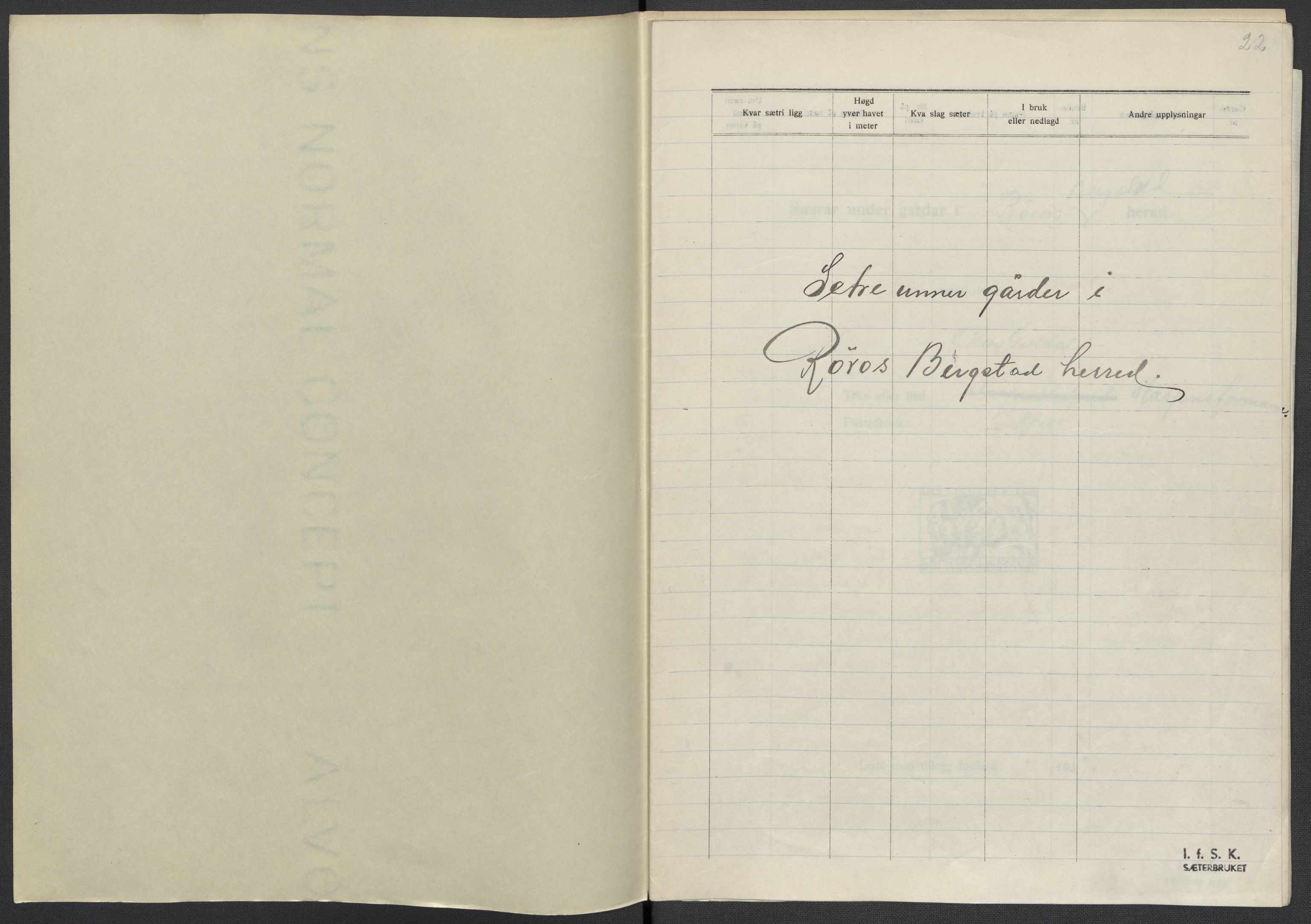 Instituttet for sammenlignende kulturforskning, AV/RA-PA-0424/F/Fc/L0014/0001: Eske B14: / Sør-Trøndelag (perm XXXIX), 1934-1939, s. 22