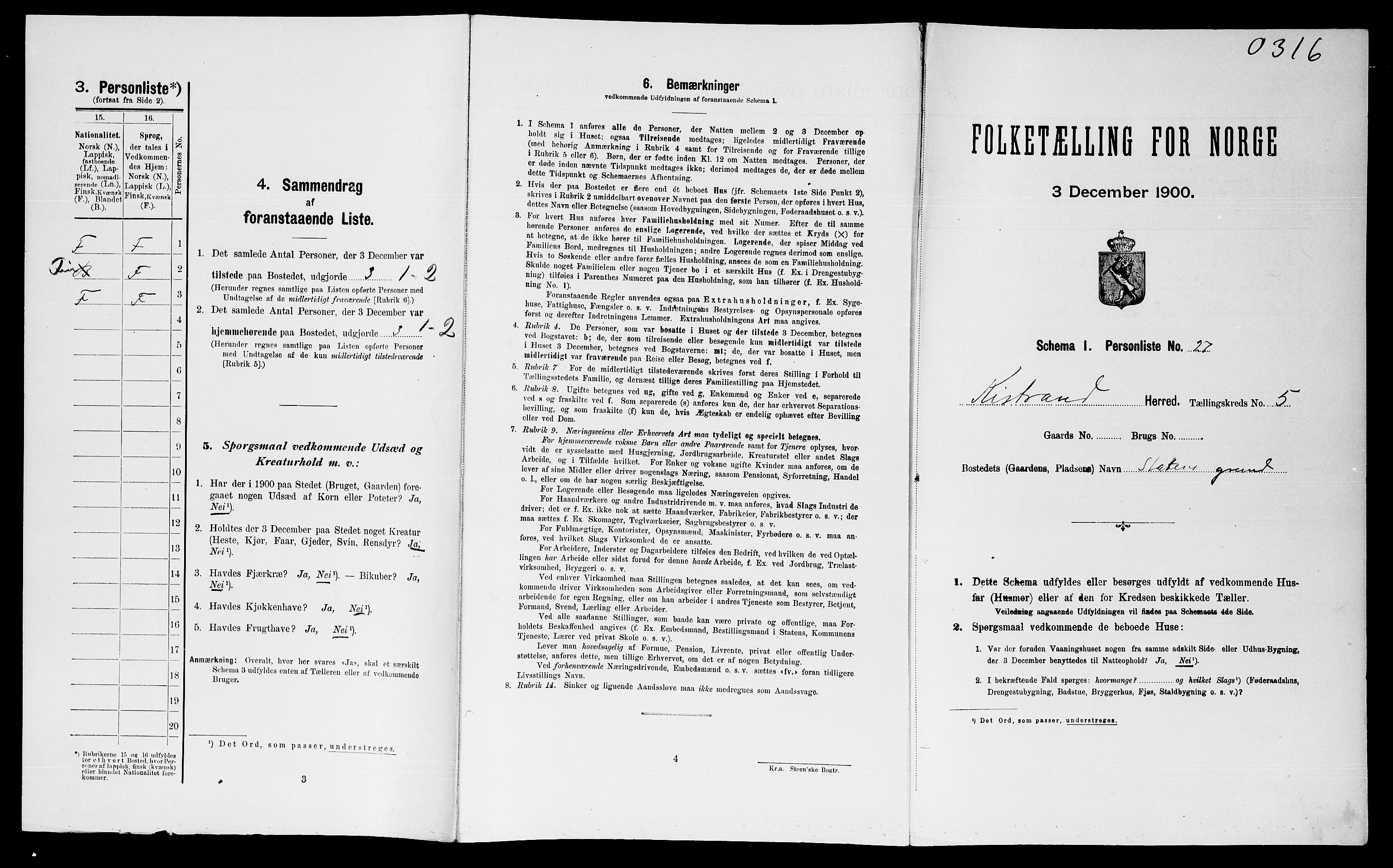 SATØ, Folketelling 1900 for 2020 Kistrand herred, 1900, s. 426