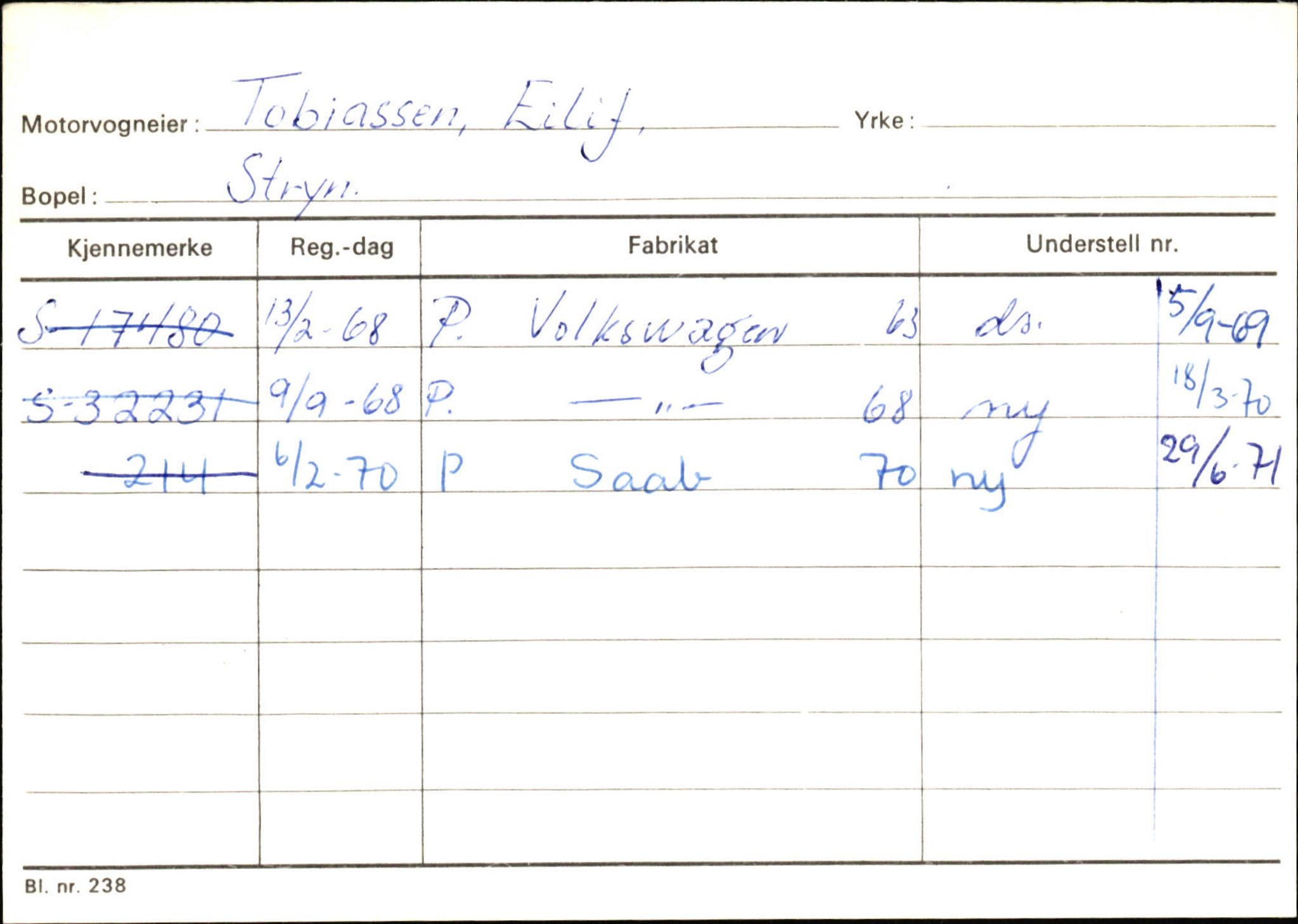 Statens vegvesen, Sogn og Fjordane vegkontor, SAB/A-5301/4/F/L0131: Eigarregister Høyanger P-Å. Stryn S-Å, 1945-1975, s. 1958