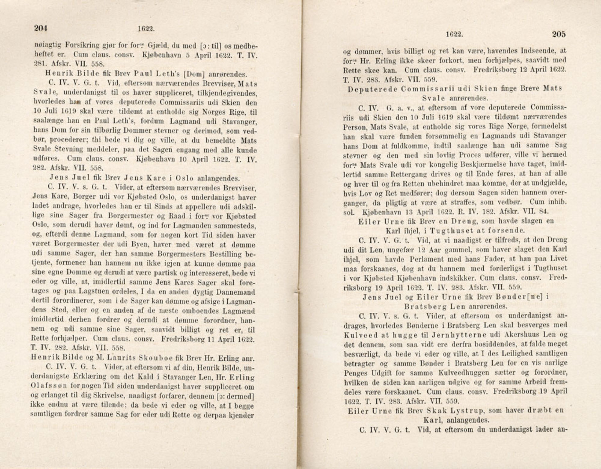 Publikasjoner utgitt av Det Norske Historiske Kildeskriftfond, PUBL/-/-/-: Norske Rigs-Registranter, bind 5, 1619-1627, s. 204-205