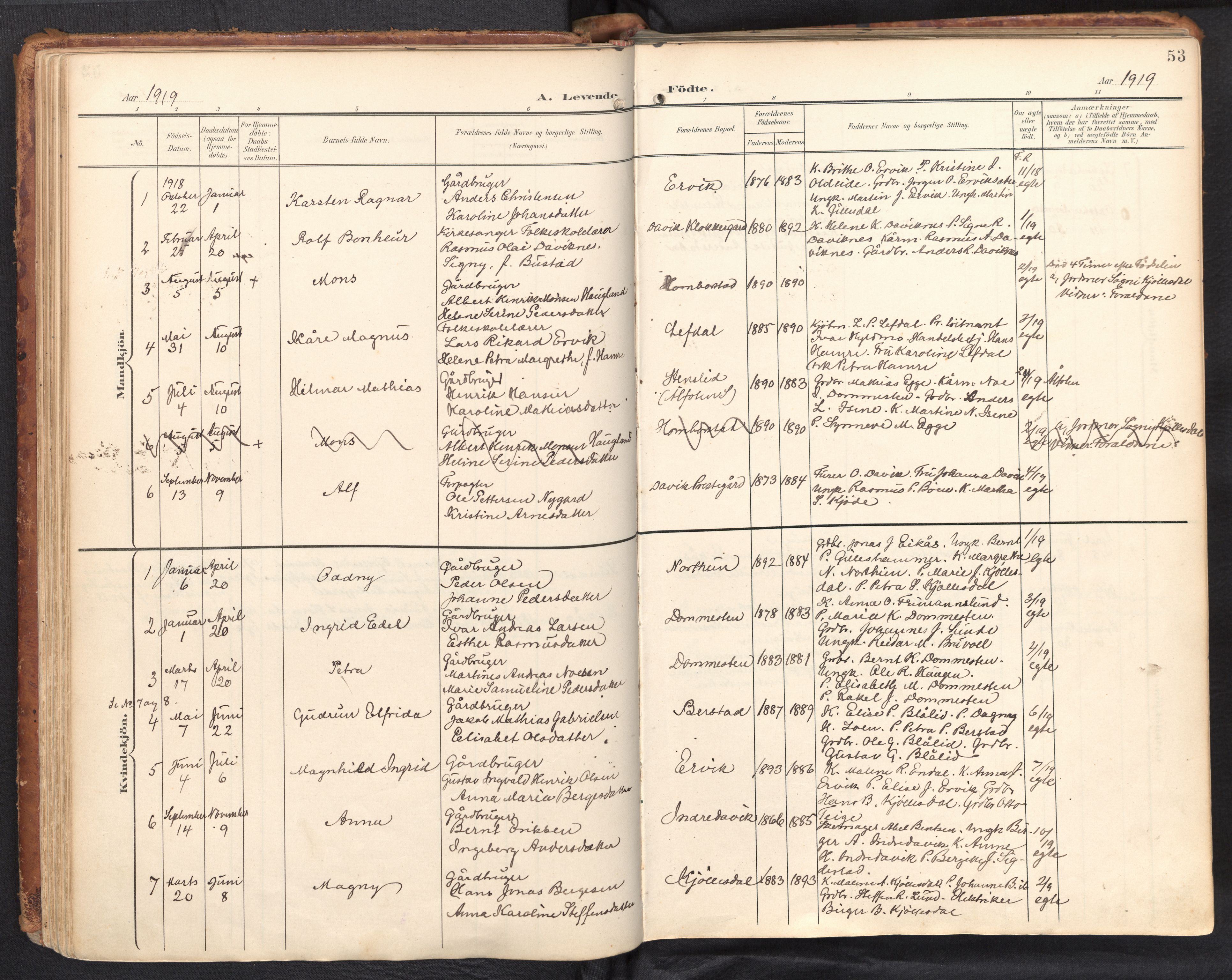 Davik sokneprestembete, AV/SAB-A-79701/H/Haa/Haab/L0002: Ministerialbok nr. B 2, 1901-1934, s. 53