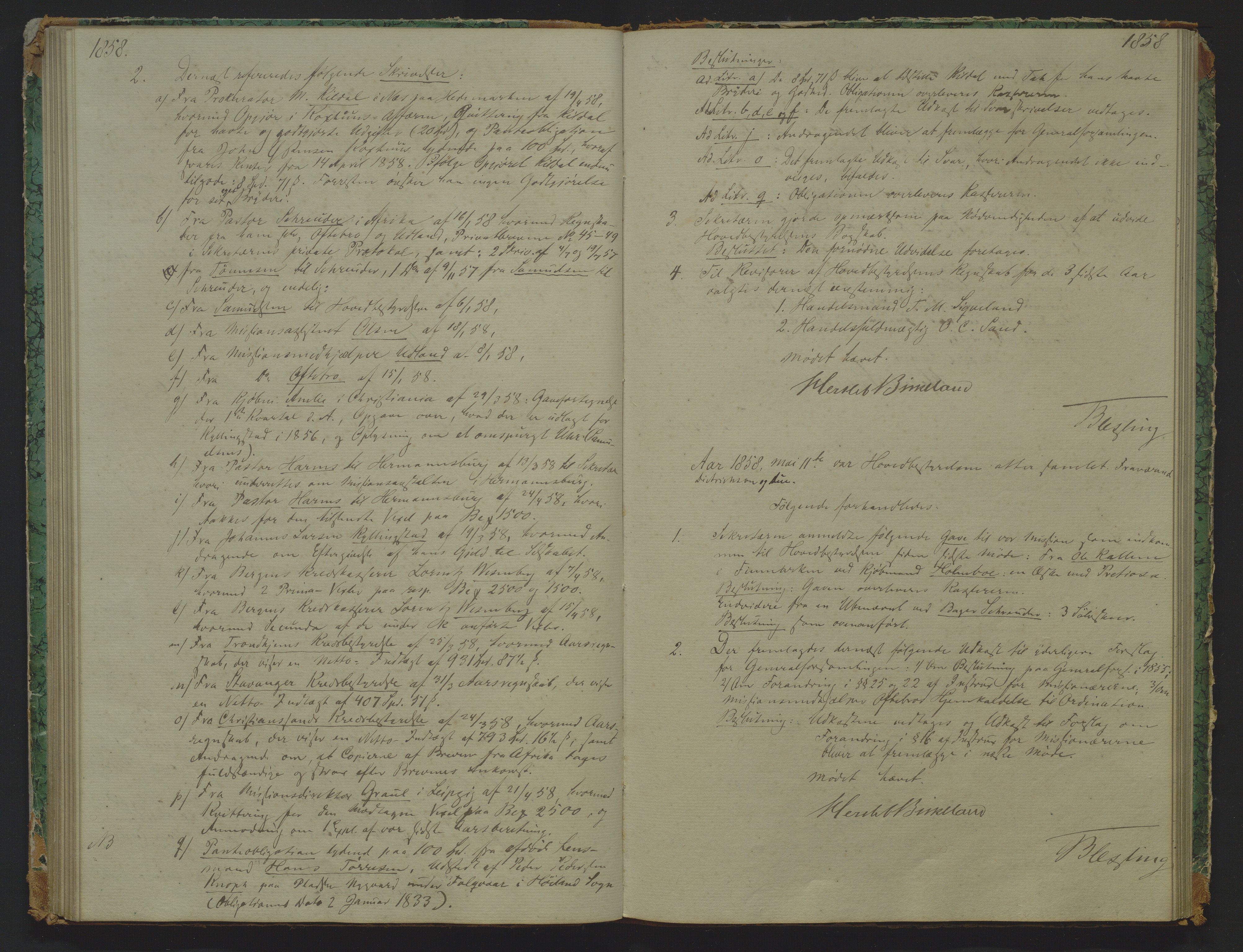 Det Norske Misjonsselskap - hovedadministrasjonen, VID/MA-A-1045/D/Da/Daa/L0007: Styreprotokoll nr. II, 19. november 1853 - 26. juni 1862, 1853-1862