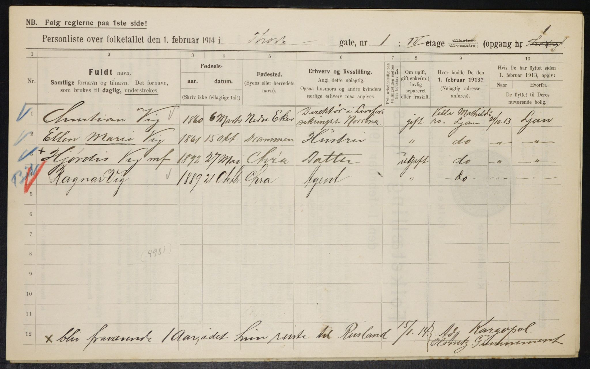 OBA, Kommunal folketelling 1.2.1914 for Kristiania, 1914, s. 115148
