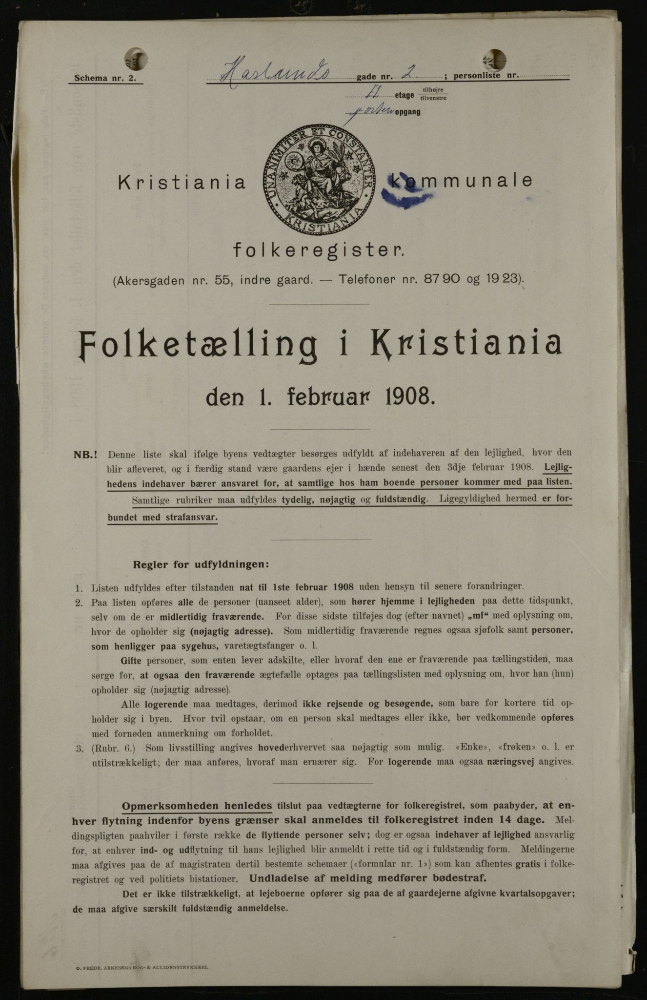 OBA, Kommunal folketelling 1.2.1908 for Kristiania kjøpstad, 1908, s. 24098