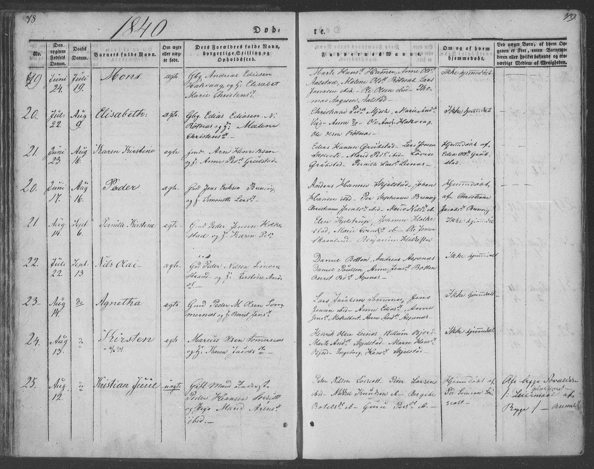 Ministerialprotokoller, klokkerbøker og fødselsregistre - Nordland, SAT/A-1459/855/L0799: Ministerialbok nr. 855A07, 1834-1852, s. 78-79