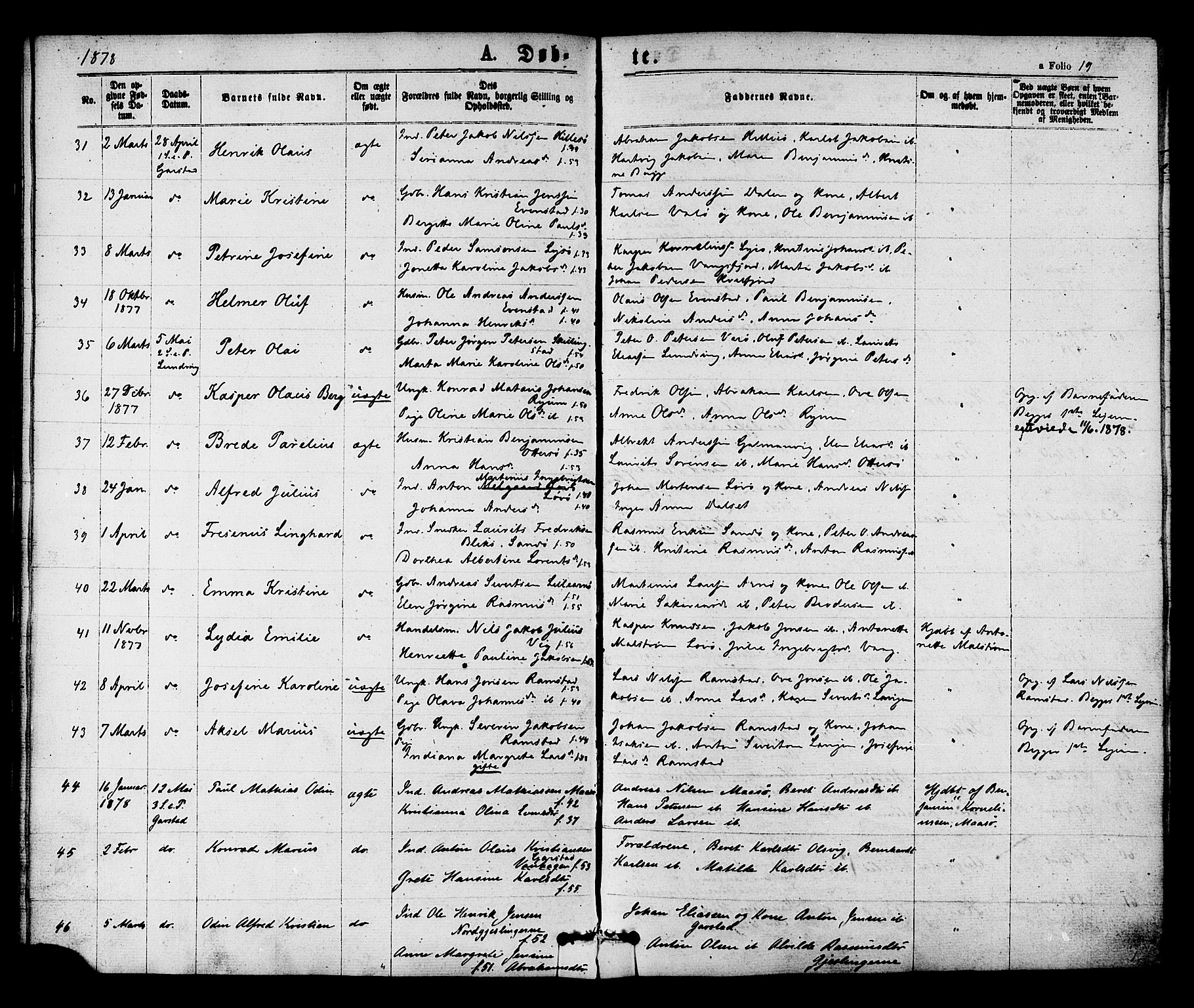 Ministerialprotokoller, klokkerbøker og fødselsregistre - Nord-Trøndelag, AV/SAT-A-1458/784/L0671: Ministerialbok nr. 784A06, 1876-1879, s. 19