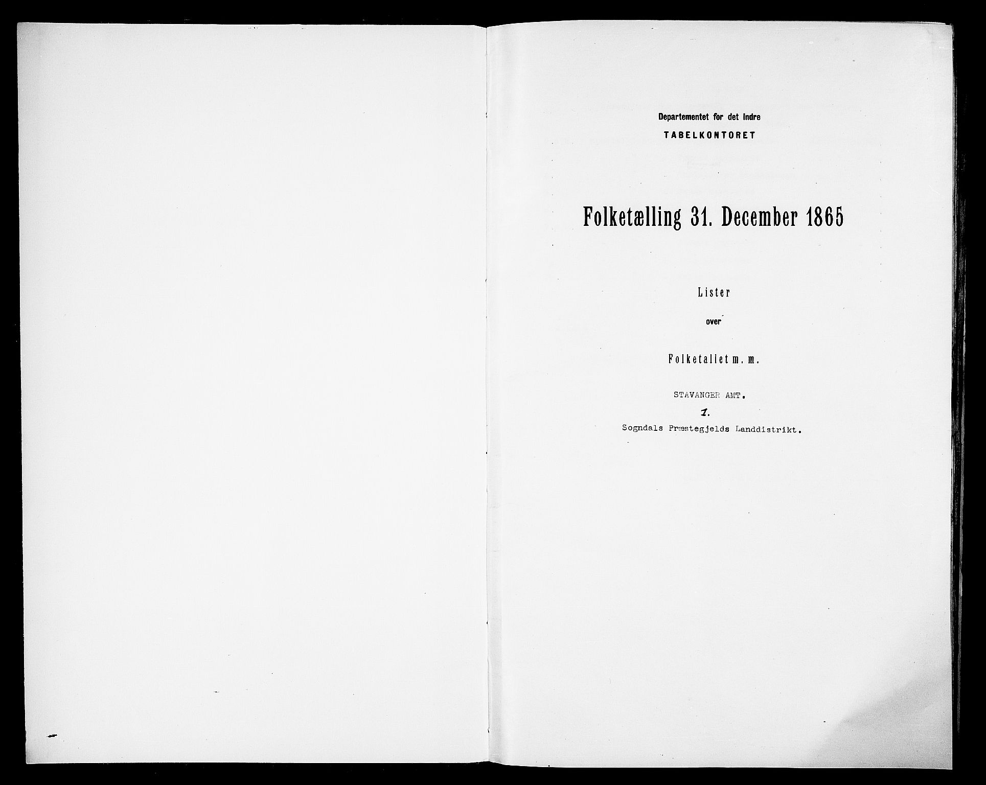 RA, Folketelling 1865 for 1111P Sokndal prestegjeld, 1865, s. 3