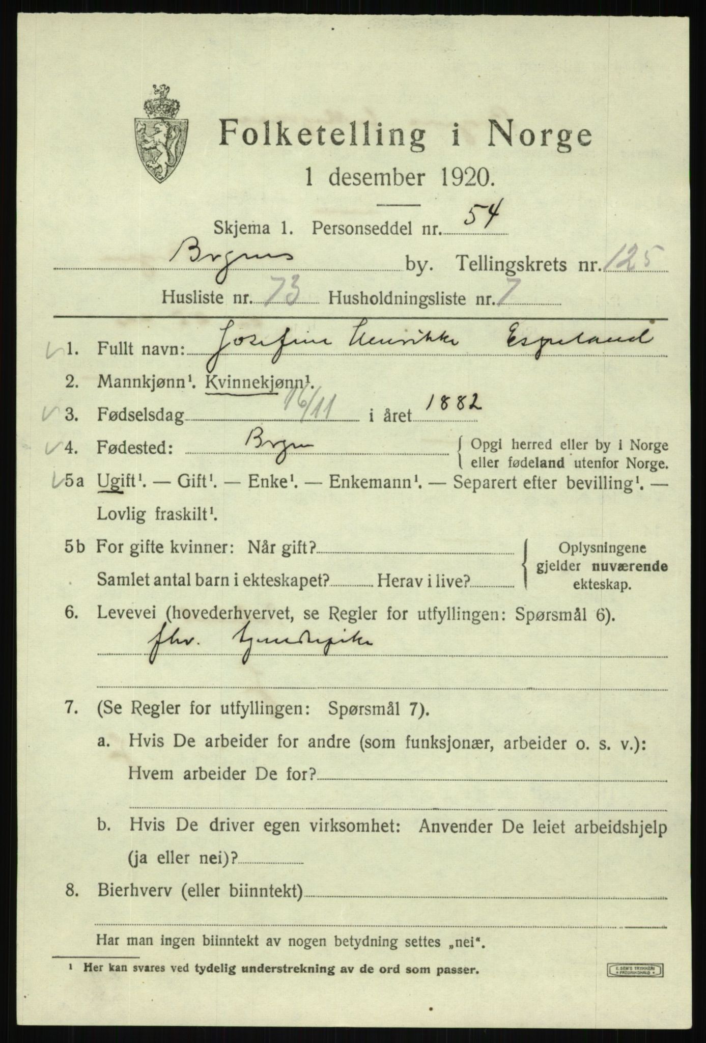 SAB, Folketelling 1920 for 1301 Bergen kjøpstad, 1920, s. 212200