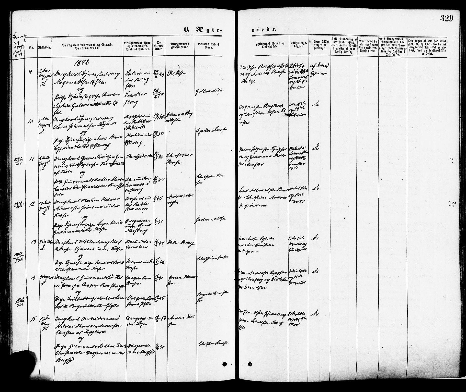 Høland prestekontor Kirkebøker, SAO/A-10346a/F/Fa/L0012.a: Ministerialbok nr. I 12A, 1869-1879, s. 329