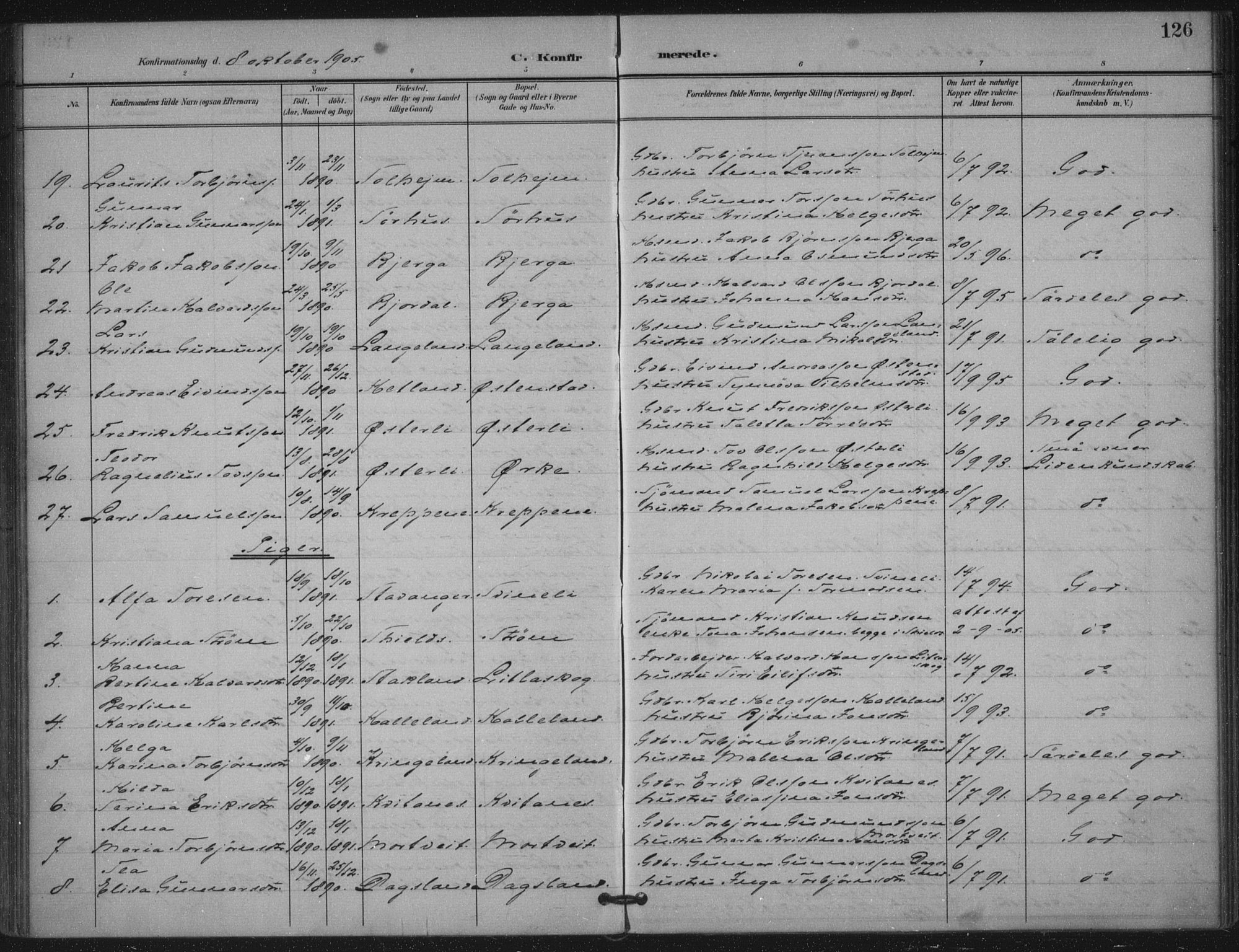 Skjold sokneprestkontor, AV/SAST-A-101847/H/Ha/Haa/L0011: Ministerialbok nr. A 11, 1897-1914, s. 126