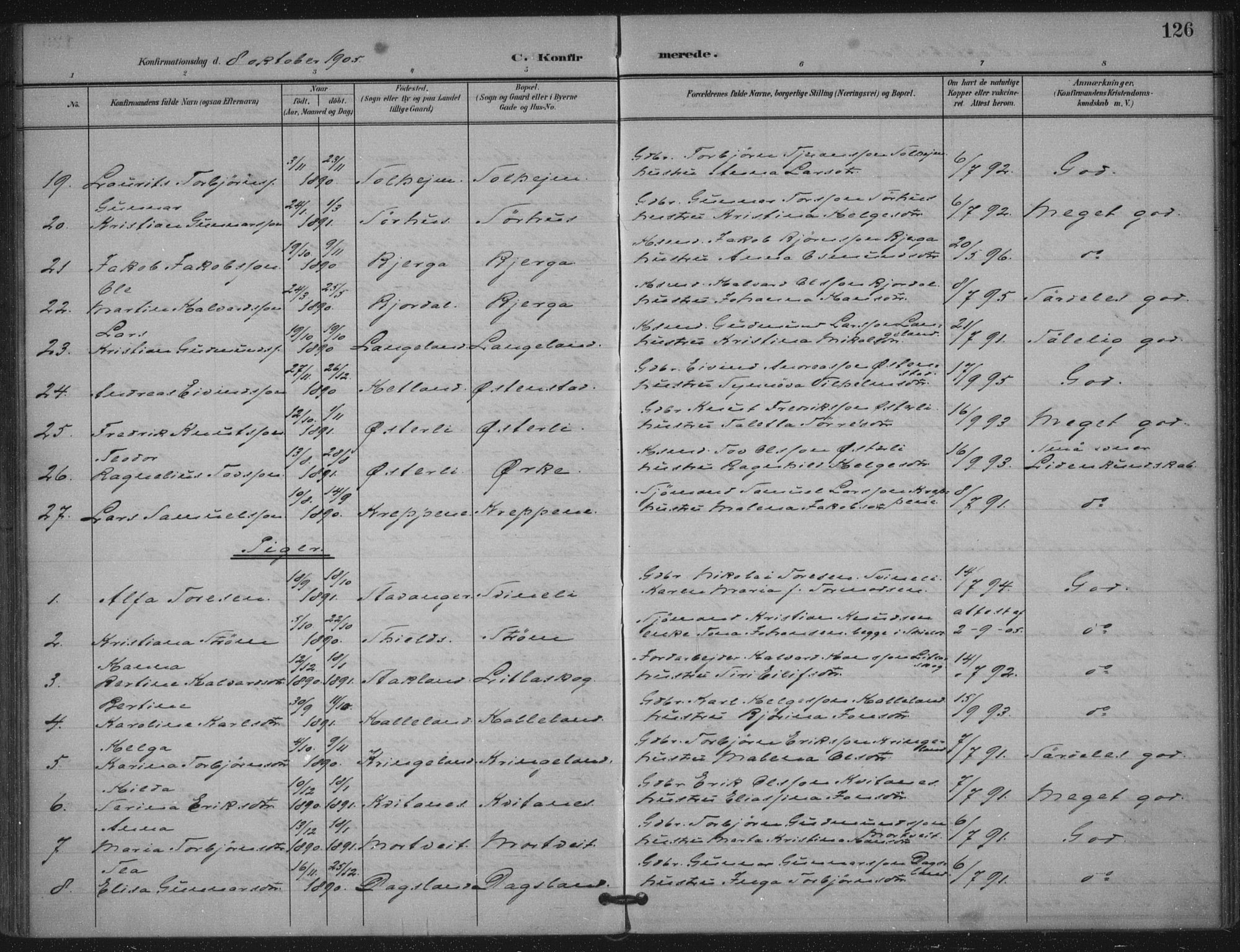 Skjold sokneprestkontor, SAST/A-101847/H/Ha/Haa/L0011: Ministerialbok nr. A 11, 1897-1914, s. 126