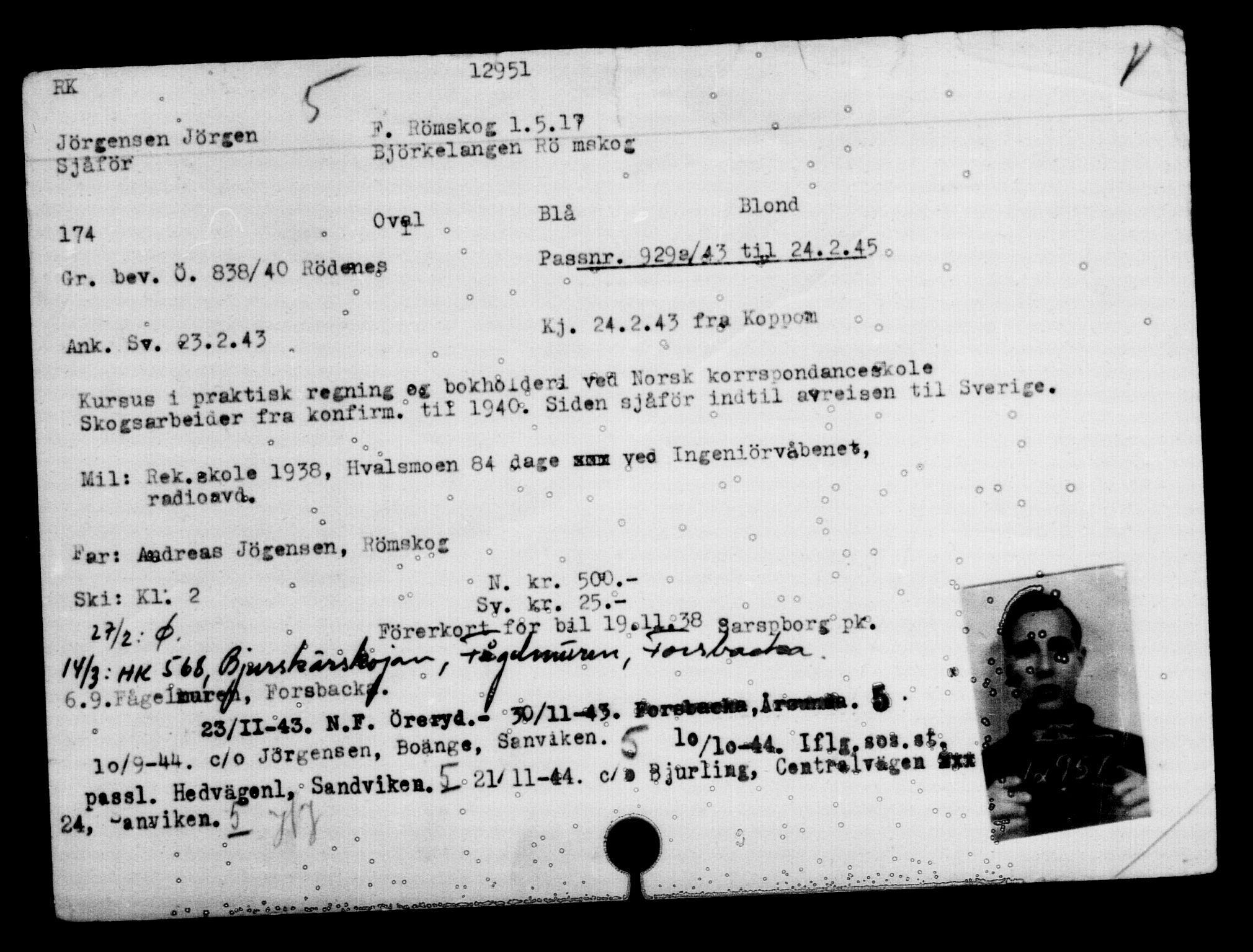 Den Kgl. Norske Legasjons Flyktningskontor, AV/RA-S-6753/V/Va/L0007: Kjesäterkartoteket.  Flyktningenr. 12700-15723, 1940-1945, s. 294