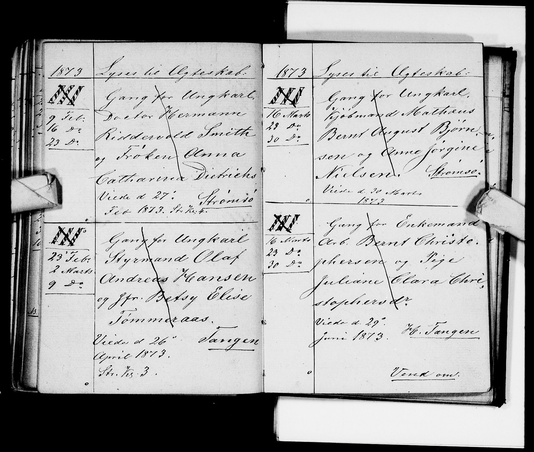 Strømsø kirkebøker, AV/SAKO-A-246/H/Ha/L0003: Lysningsprotokoll nr. 3, 1866-1874