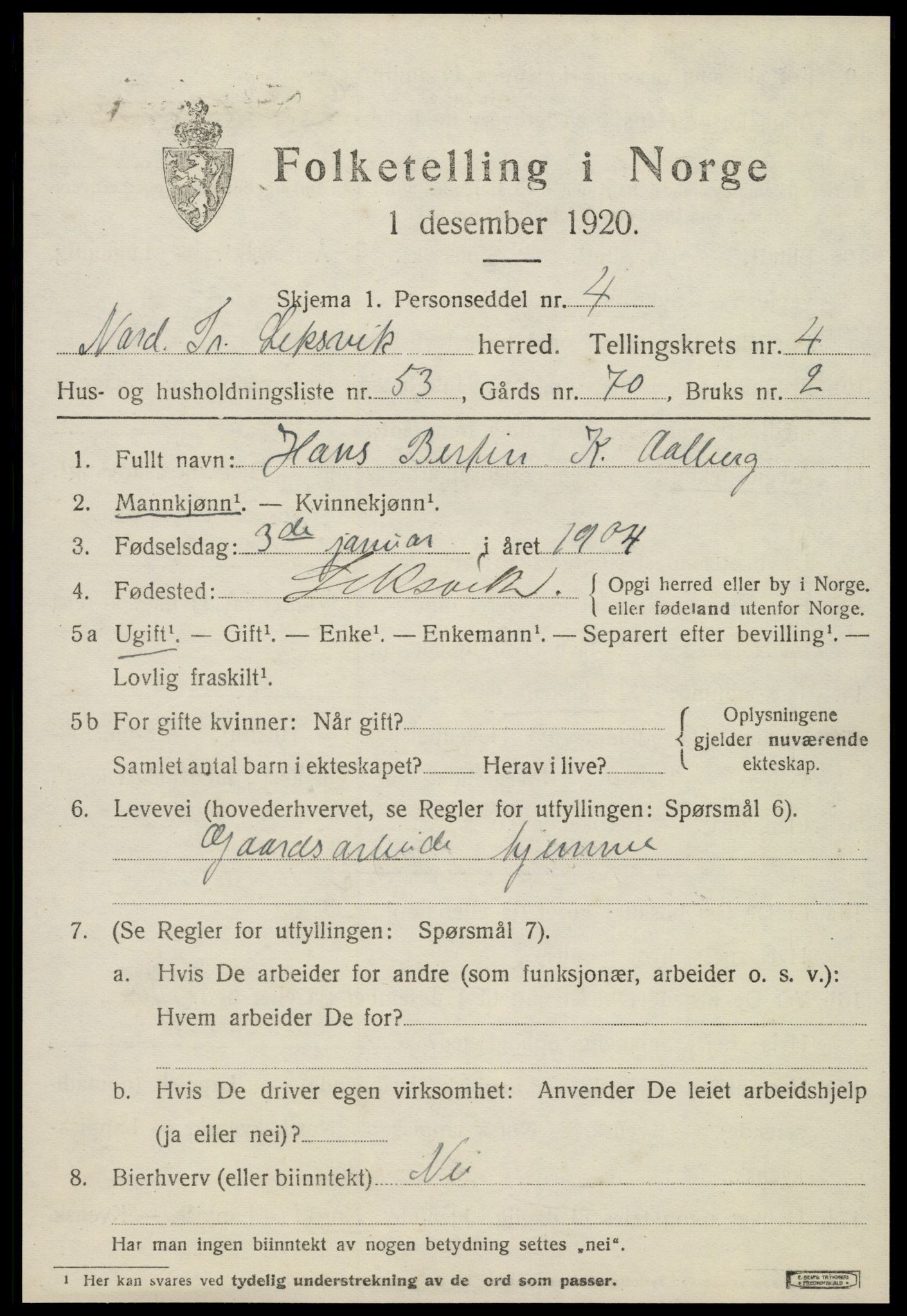SAT, Folketelling 1920 for 1718 Leksvik herred, 1920, s. 4194