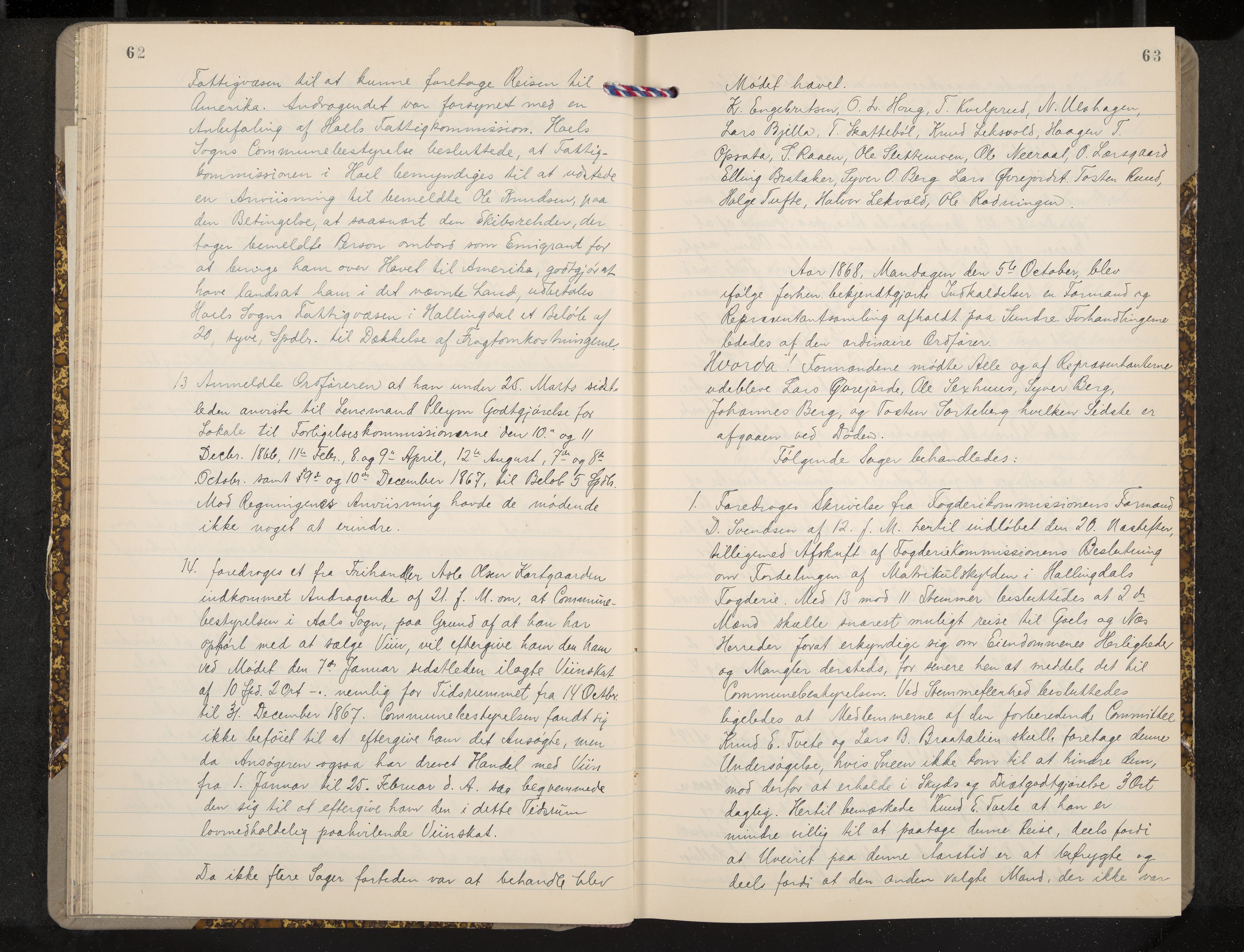 Ål formannskap og sentraladministrasjon, IKAK/0619021/A/Aa/L0003: Utskrift av møtebok, 1864-1880, s. 62-63