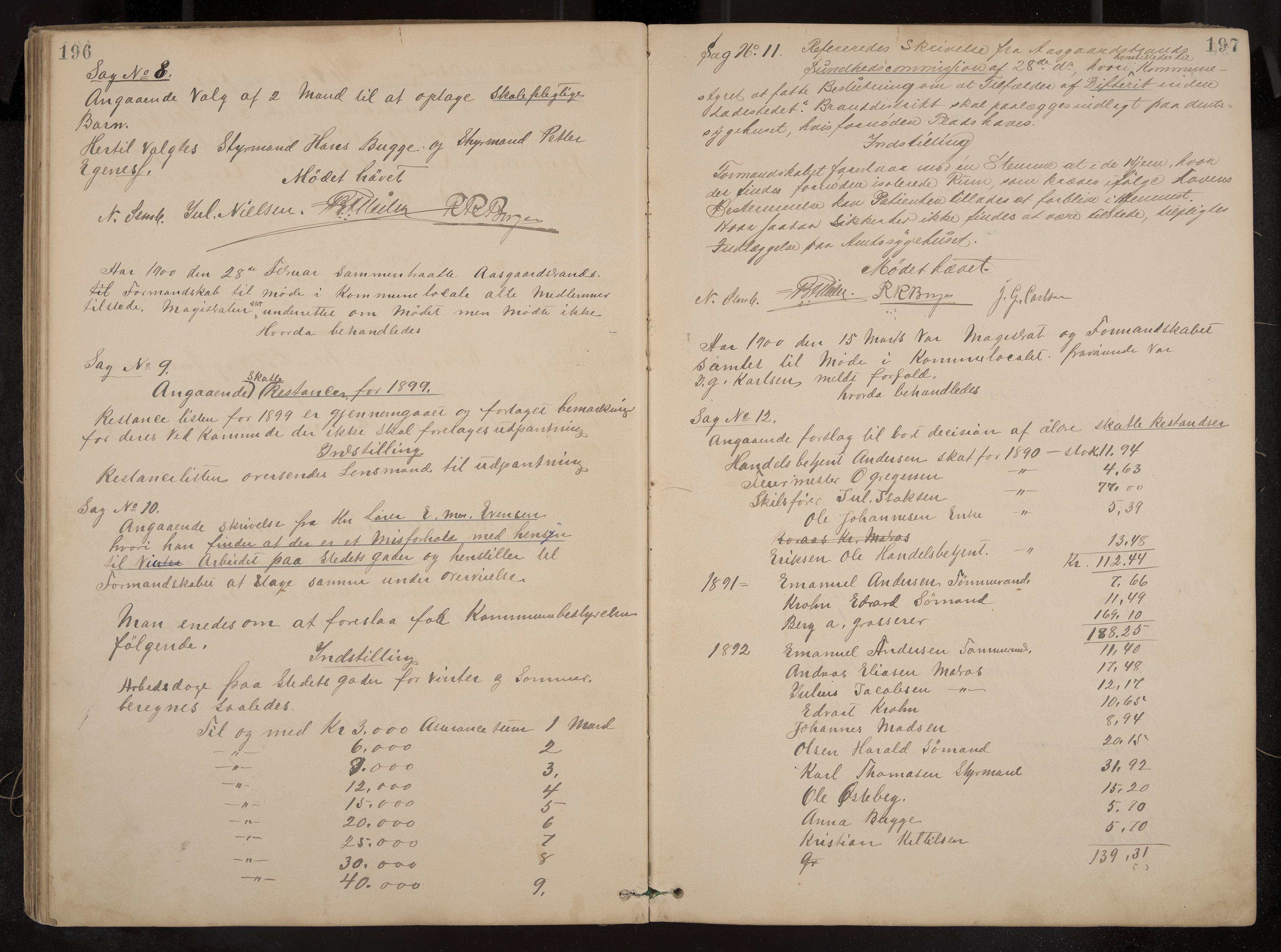 Åsgårdstrand formannskap og sentraladministrasjon, IKAK/0704021/A/L0003: Møtebok med register, 1890-1908, s. 196-197