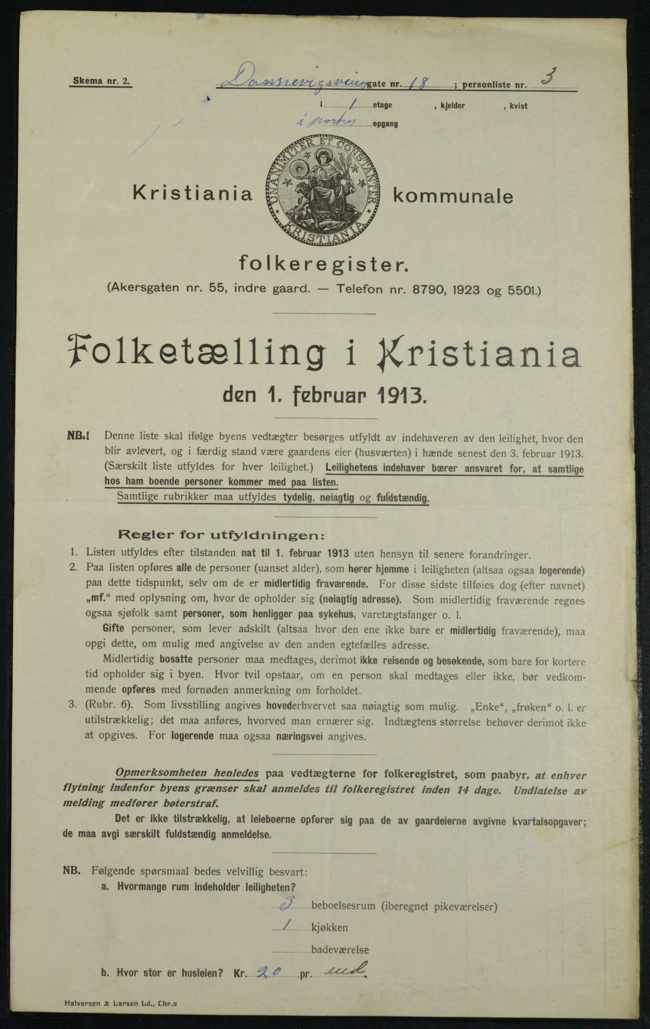 OBA, Kommunal folketelling 1.2.1913 for Kristiania, 1913, s. 15381