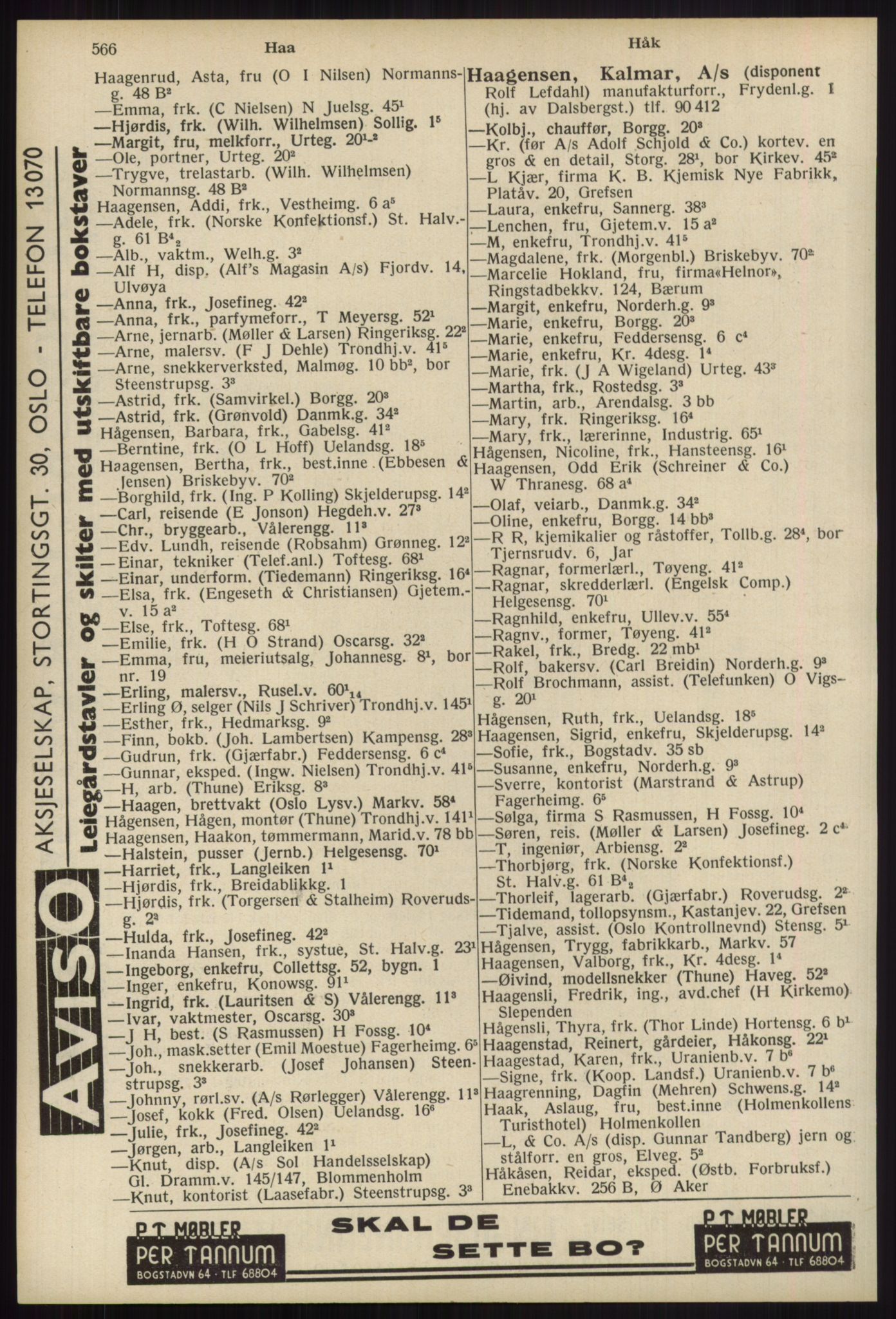 Kristiania/Oslo adressebok, PUBL/-, 1939, s. 566