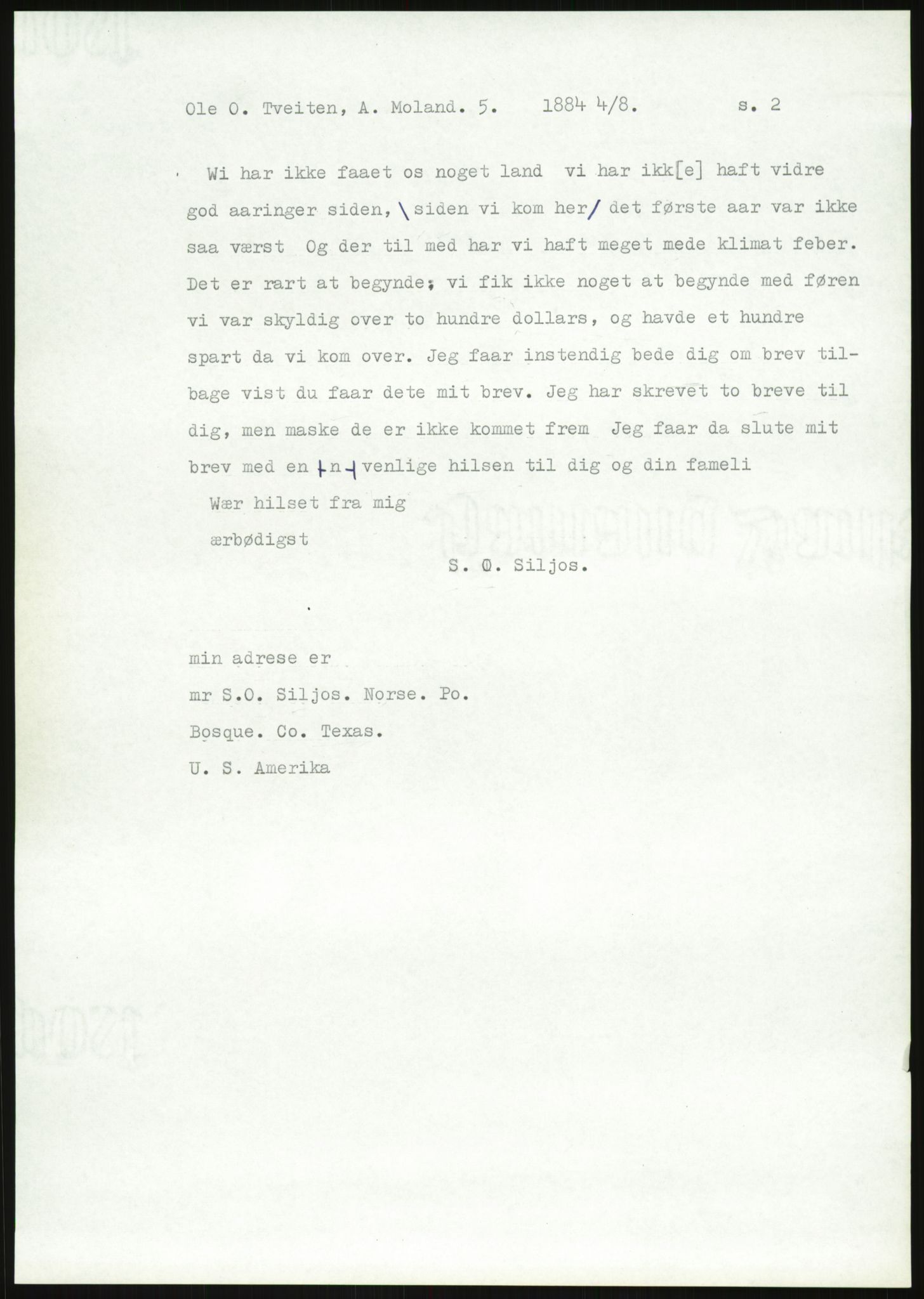 Samlinger til kildeutgivelse, Amerikabrevene, AV/RA-EA-4057/F/L0027: Innlån fra Aust-Agder: Dannevig - Valsgård, 1838-1914, s. 711