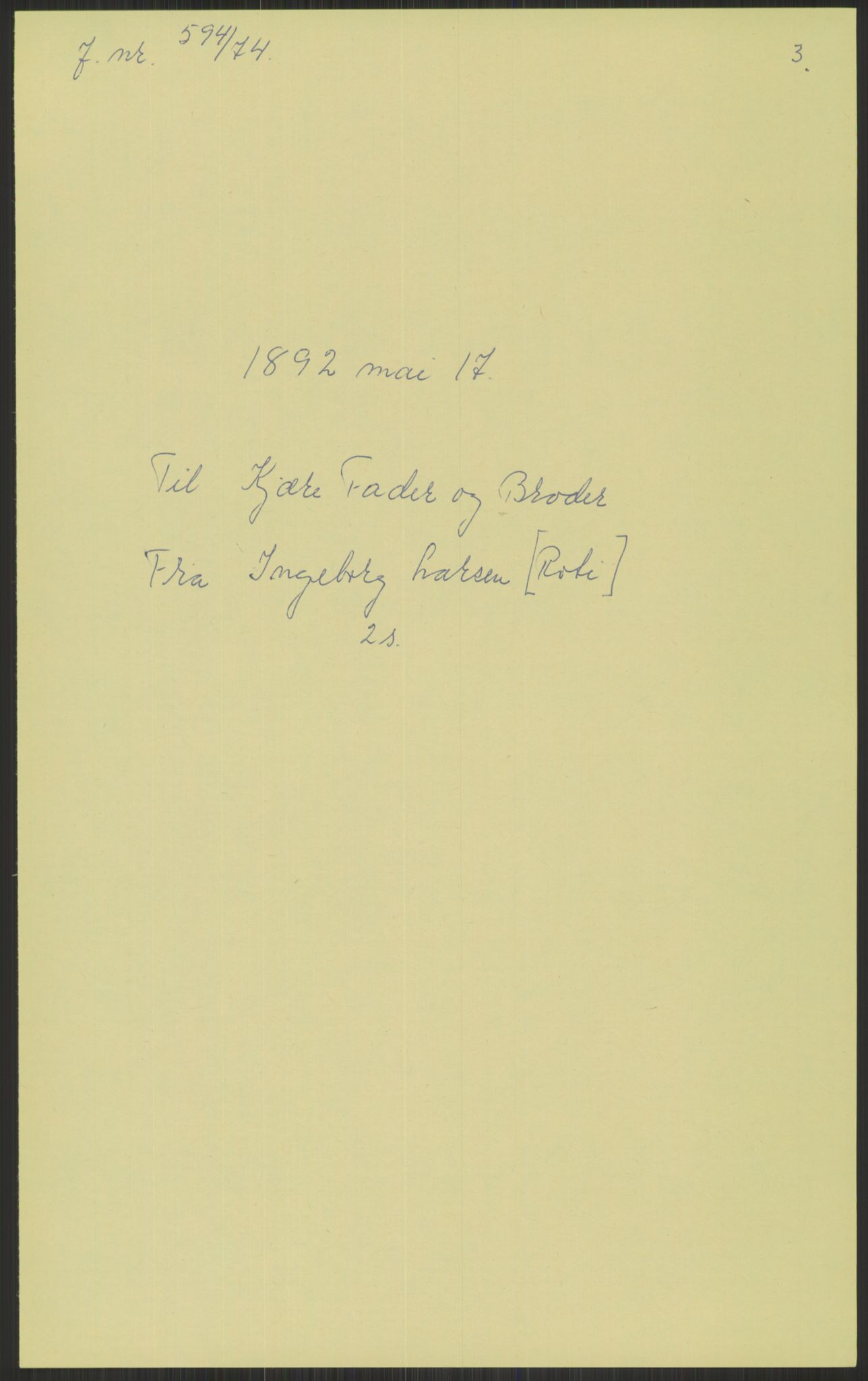 Samlinger til kildeutgivelse, Amerikabrevene, AV/RA-EA-4057/F/L0033: Innlån fra Sogn og Fjordane. Innlån fra Møre og Romsdal, 1838-1914, s. 49