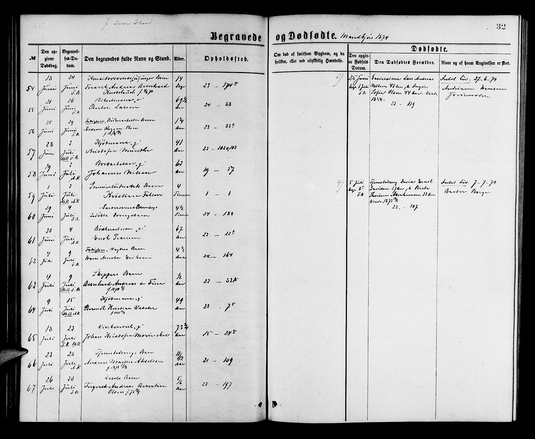 Korskirken sokneprestembete, AV/SAB-A-76101/H/Hab: Klokkerbok nr. E 3, 1871-1883, s. 32