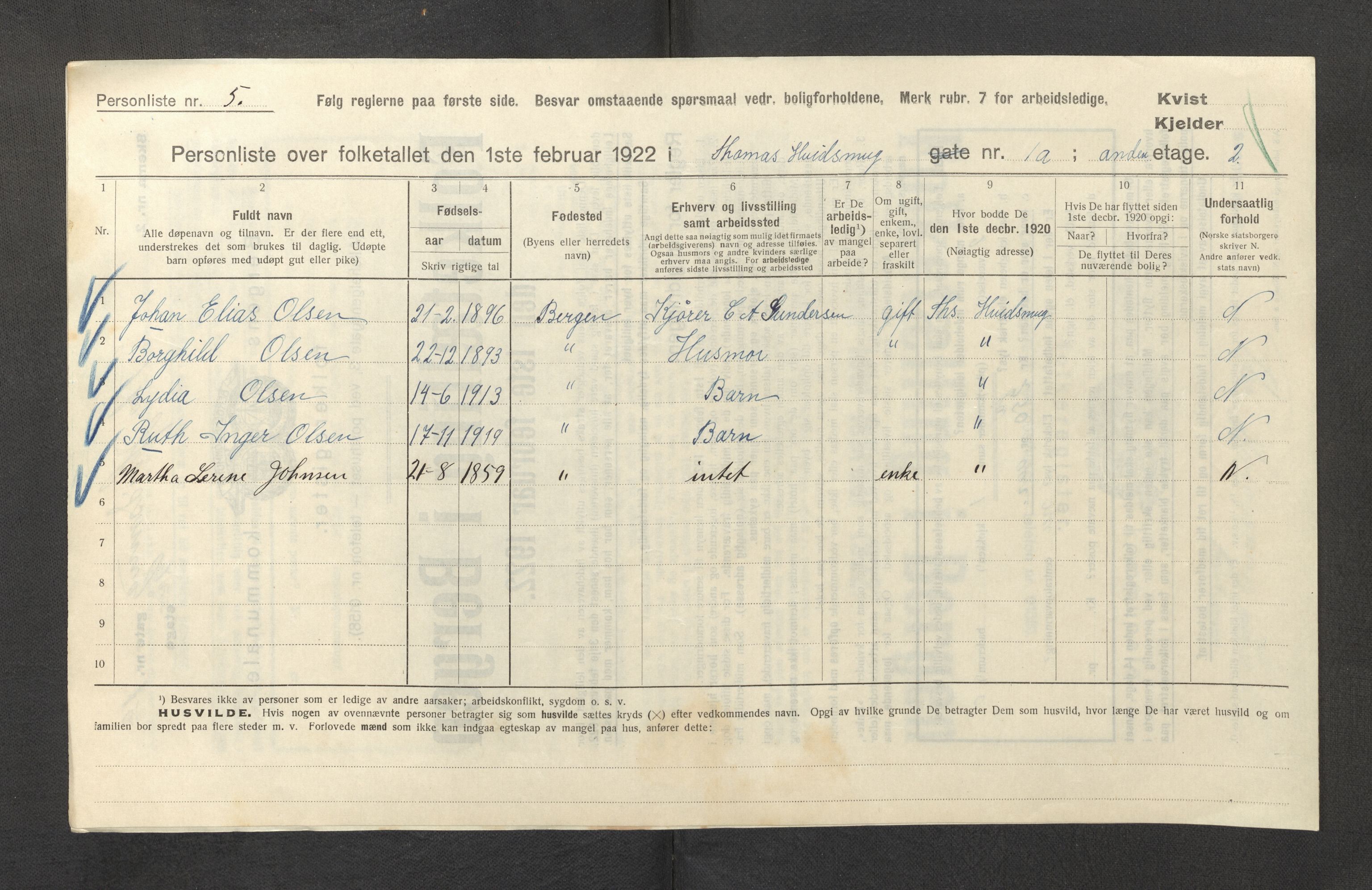 SAB, Kommunal folketelling 1922 for Bergen kjøpstad, 1922, s. 43566