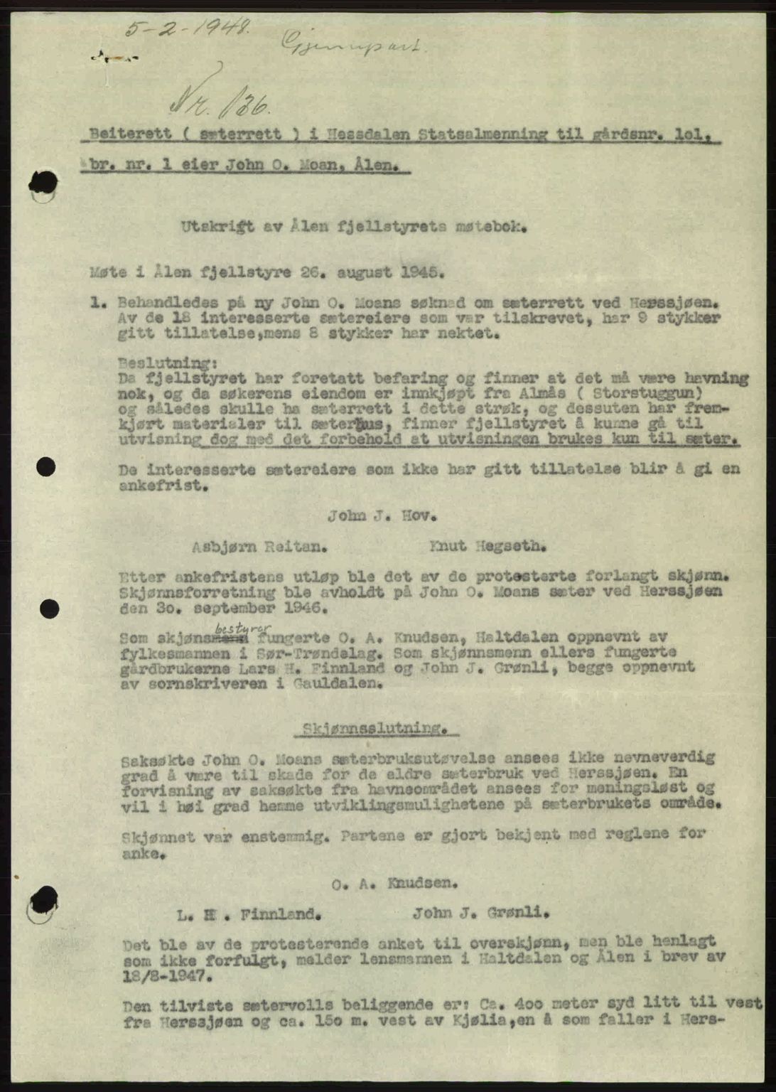 Gauldal sorenskriveri, SAT/A-0014/1/2/2C: Pantebok nr. A5, 1947-1948, Dagboknr: 136/1948