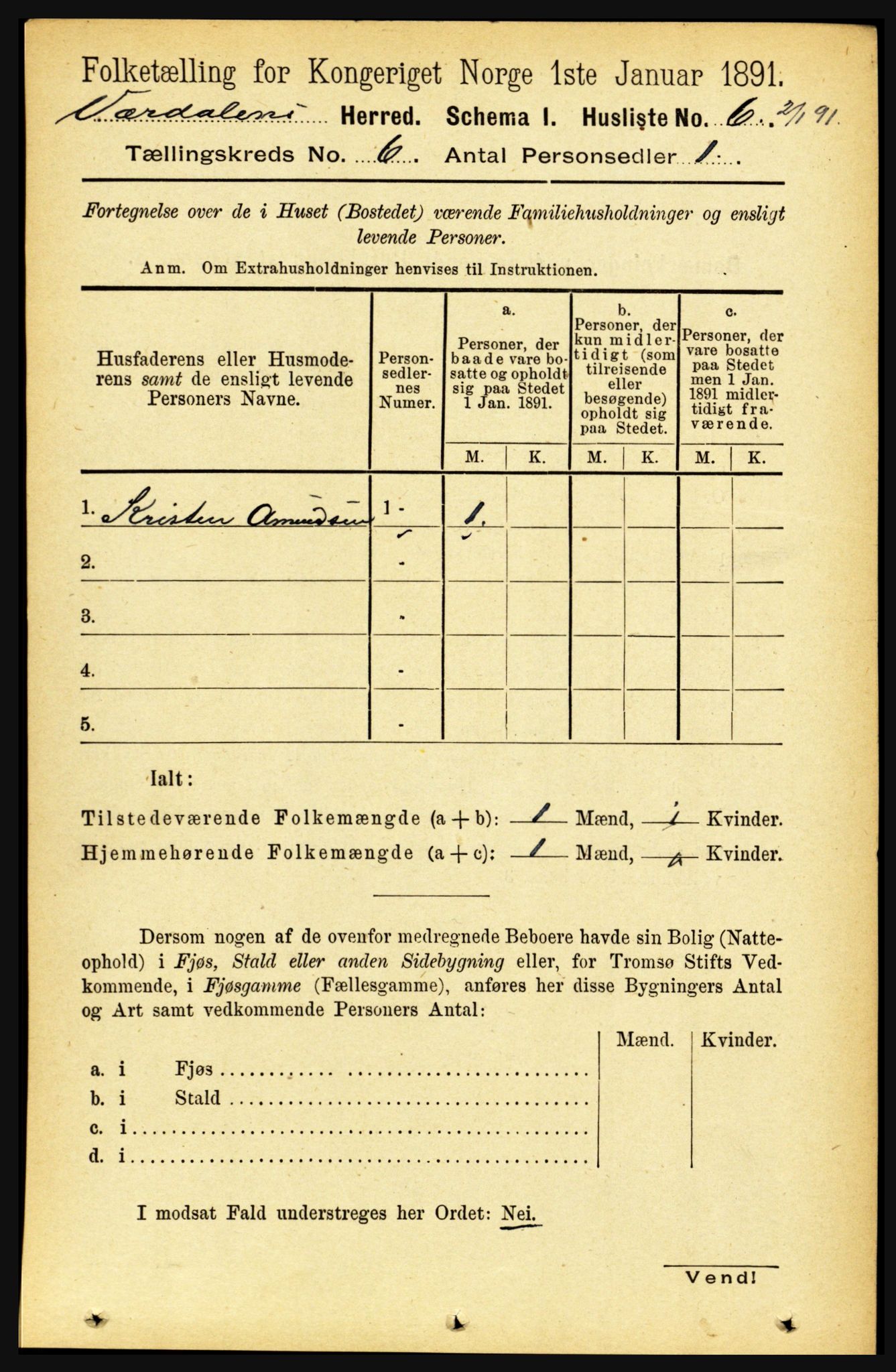 RA, Folketelling 1891 for 1721 Verdal herred, 1891, s. 3499