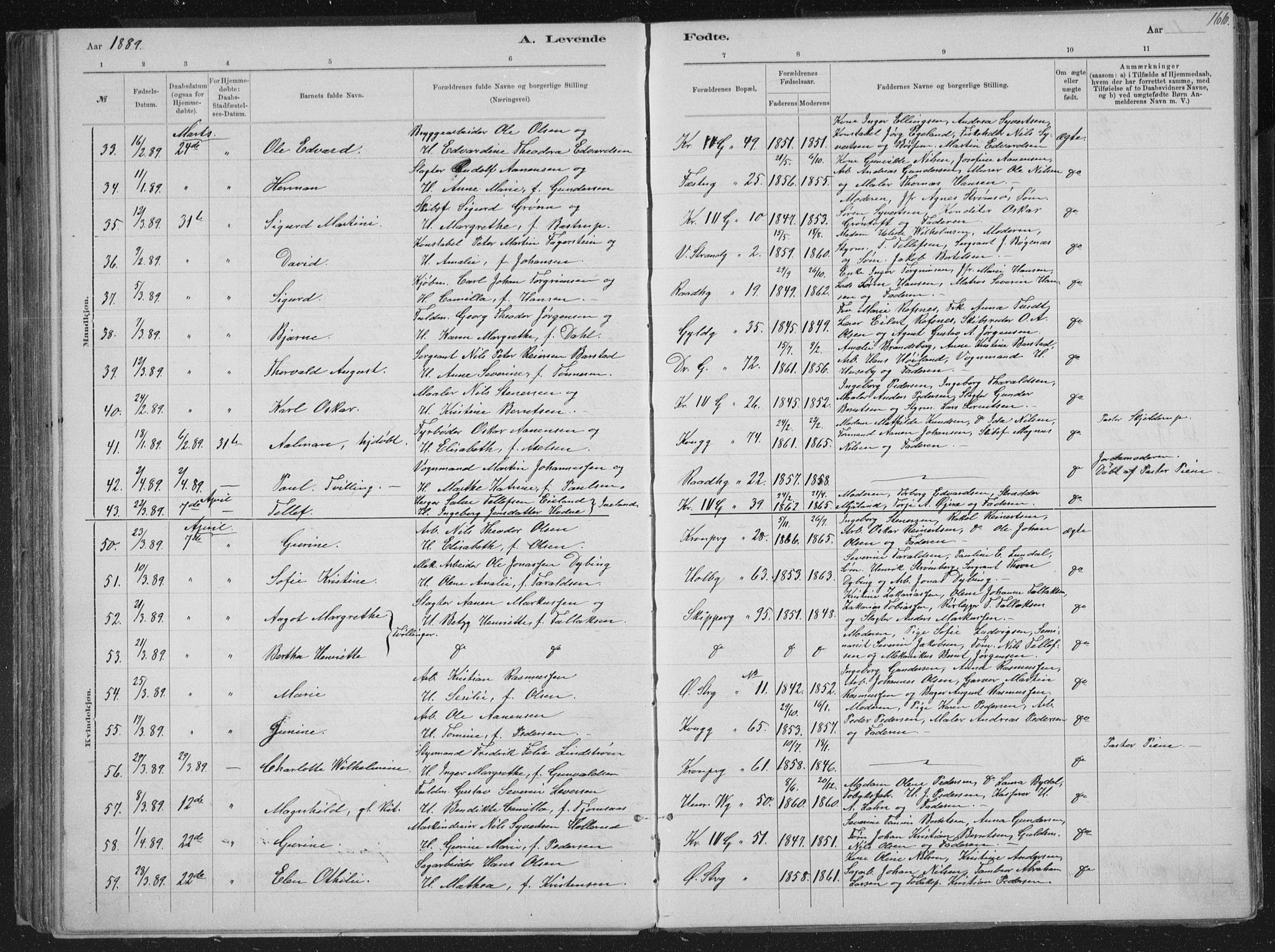 Kristiansand domprosti, AV/SAK-1112-0006/F/Fb/L0014: Klokkerbok nr. B 14, 1881-1896, s. 166
