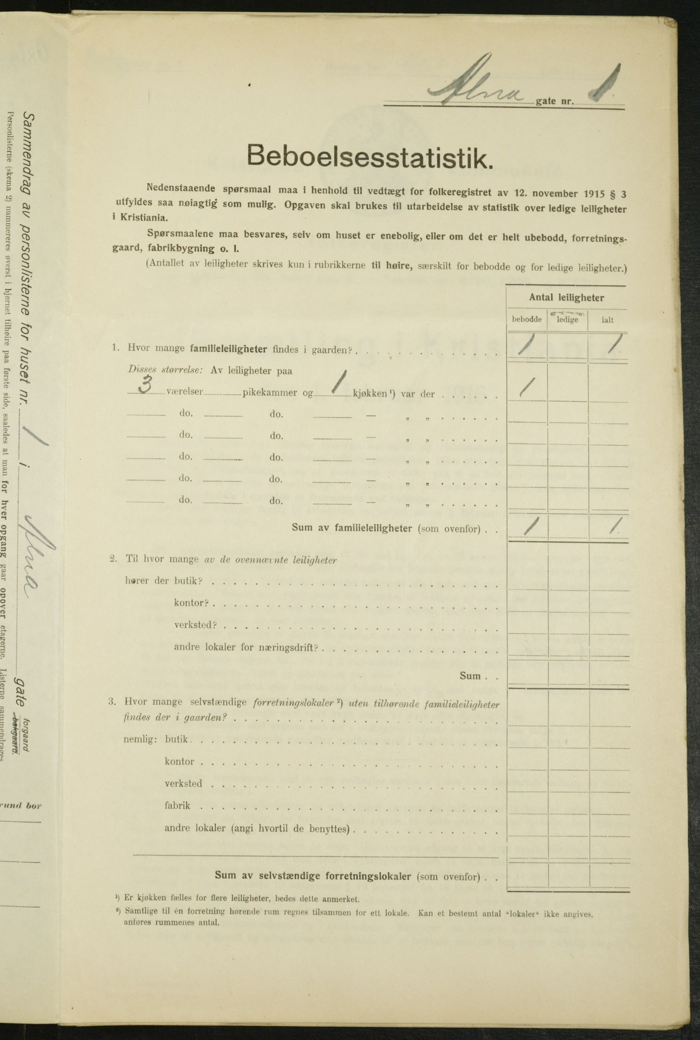 OBA, Kommunal folketelling 1.2.1916 for Kristiania, 1916, s. 1124