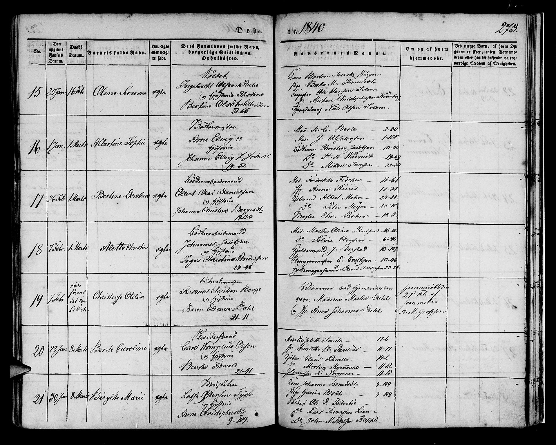 Korskirken sokneprestembete, AV/SAB-A-76101/H/Haa/L0015: Ministerialbok nr. B 1, 1833-1841, s. 273