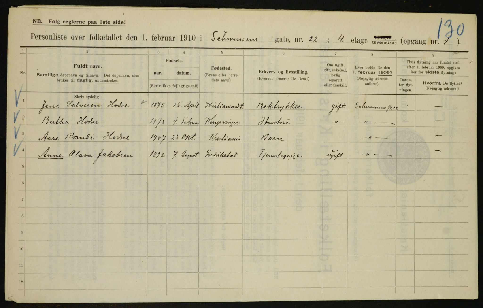 OBA, Kommunal folketelling 1.2.1910 for Kristiania, 1910, s. 88725