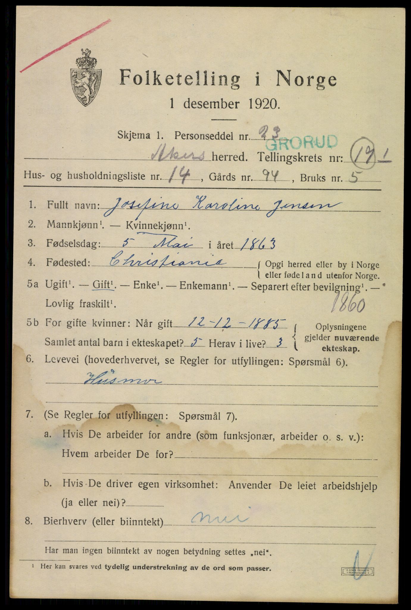 SAO, Folketelling 1920 for 0218 Aker herred, 1920, s. 116830